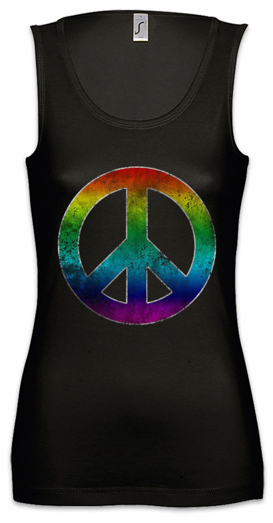 Urban Backwoods Tanktop Rainbow Peace Symbol Ärmelloses Damen T-Shirt Hippie Sign Logo Frieden Regenbogen Hippie 60s Cultur
