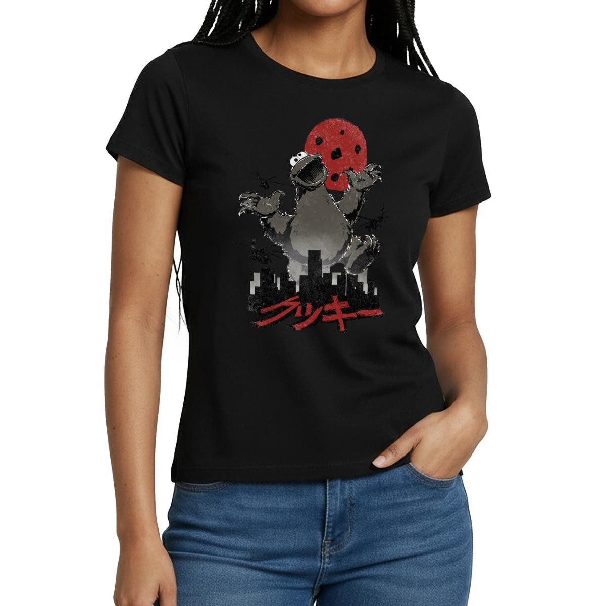 T-Shirt Sesamstraße Krümelmonster Cookiezilla Frauen T-Shirt