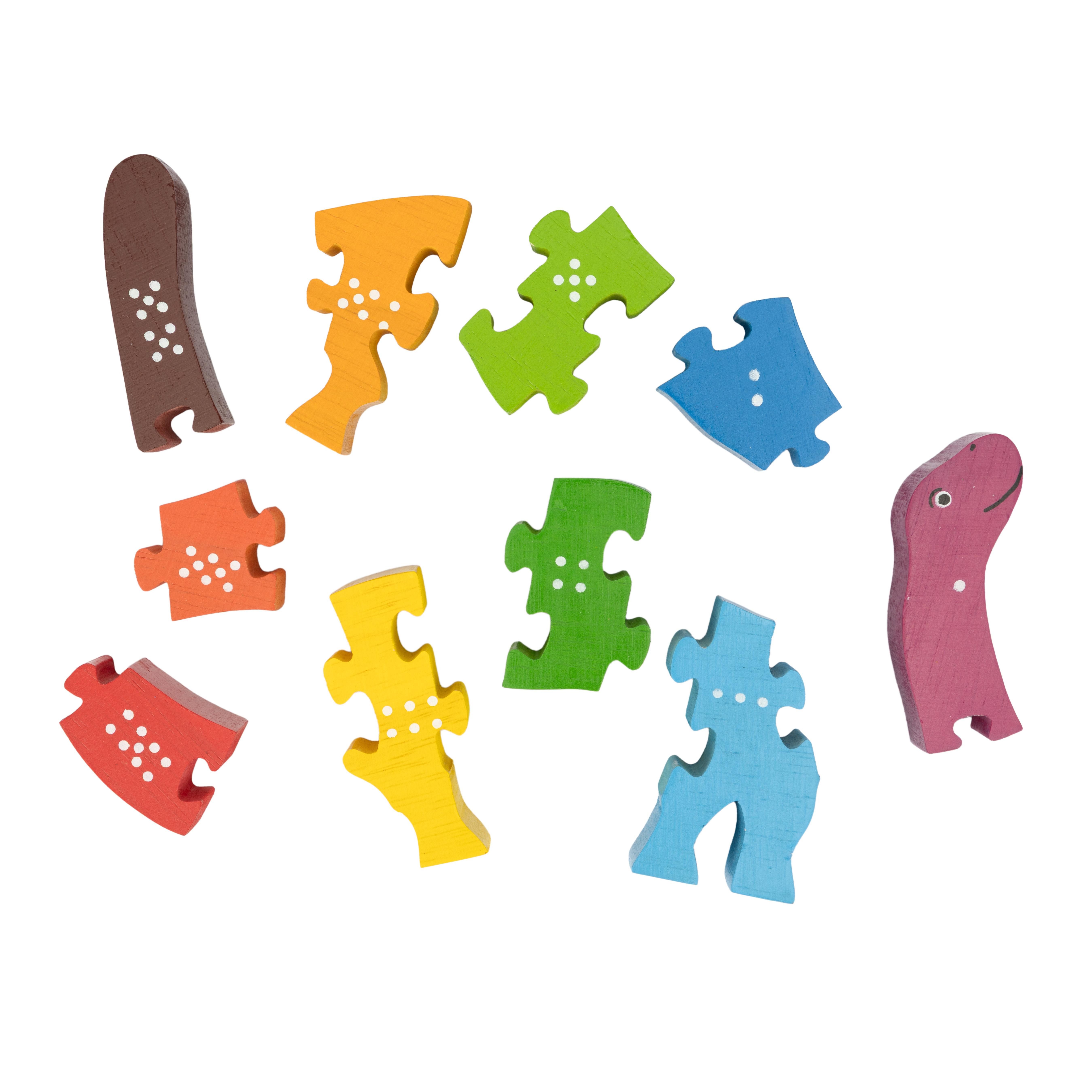 El Puente Puzzle Zahlen-Puzzle Apotosaurus aus Holz, Handmade, Puzzleteile, Fair Trade