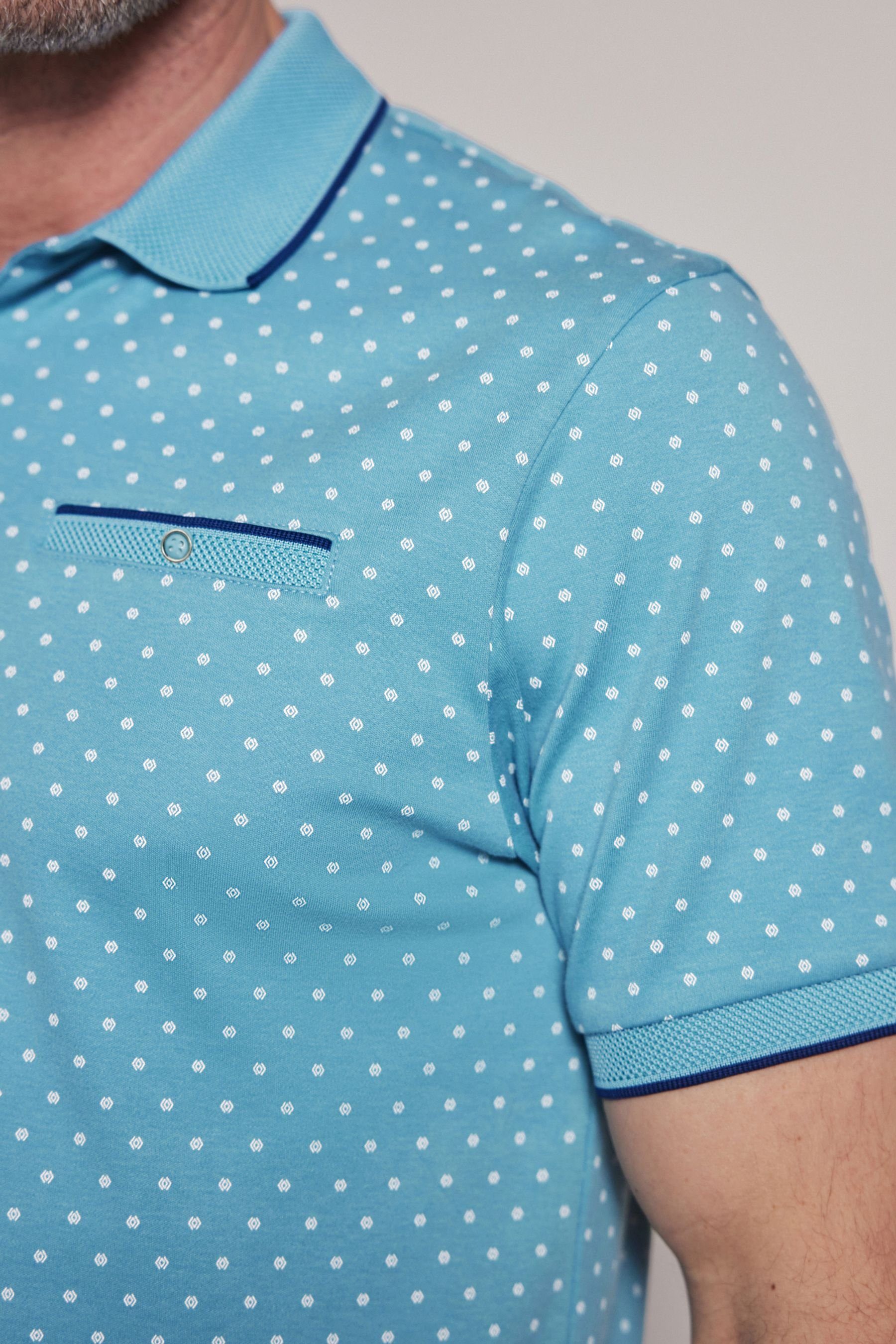 Polo-Shirt mit Blue Aqua (1-tlg) Poloshirt Next Geoprint