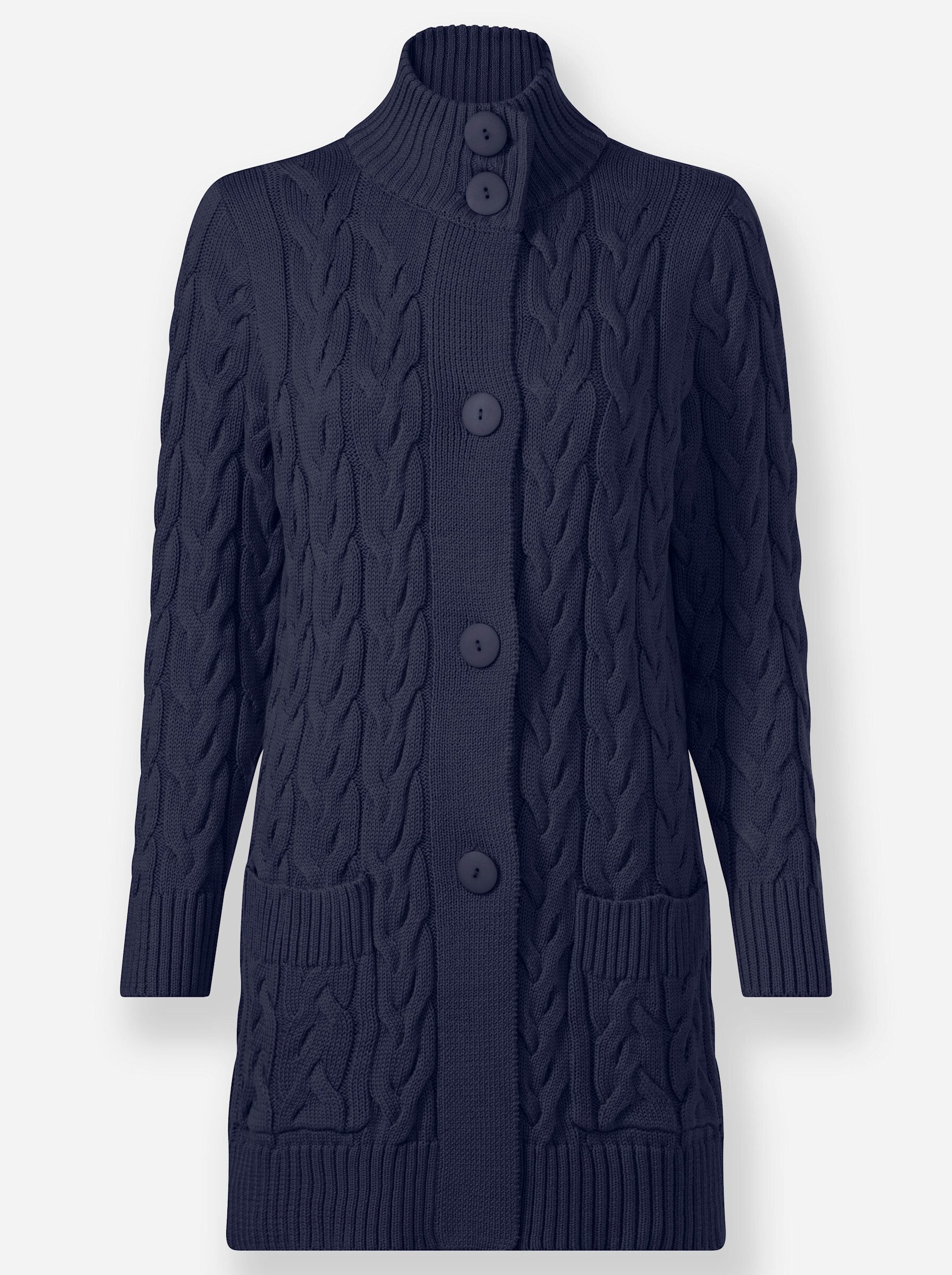 Witt Strickjacke Long-Strickjacke Langarm Zopfmuster