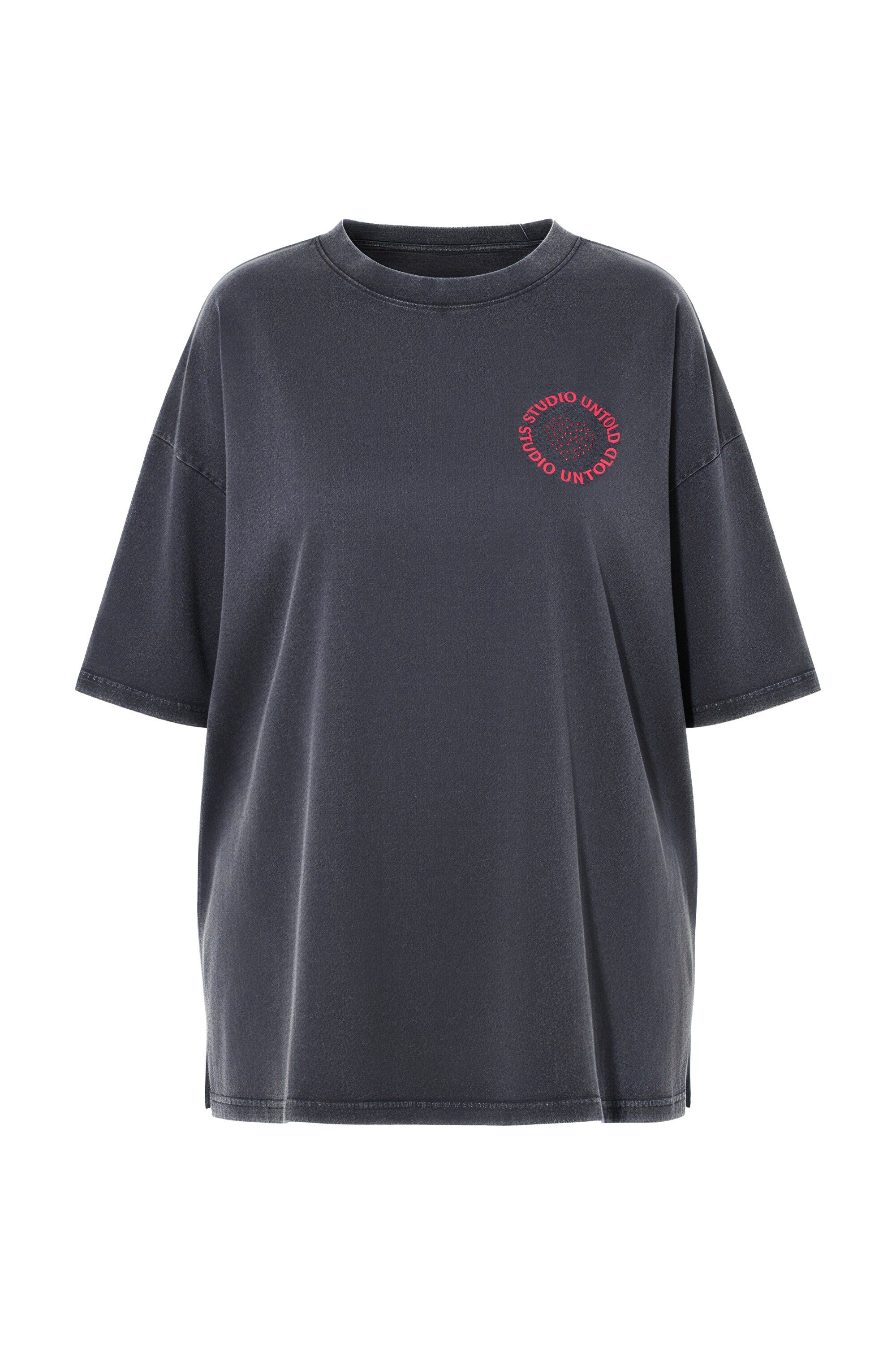 Studio Untold T-Shirt T-Shirt Glitzersteinchen auf dem Rücken Acid Wash günstig online kaufen