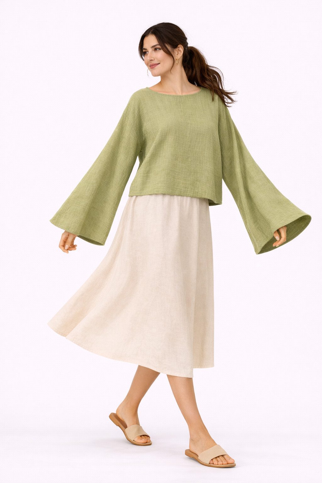 WENOR Schlupfbluse Damen Musselin Einheitsgröße – Oversize Sommerbluse 36-40 weite Fledermausärmel, luftig & locker – Baumwoll-Layering Sommerbluse