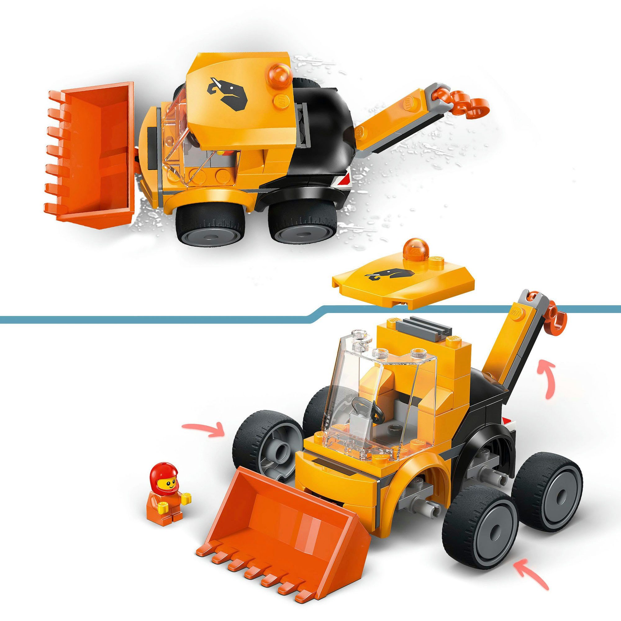 LEGO® Coole Flitzer – Radlader (60483), LEGO City Konstruktionsspielsteine, (61 St), Made in Europe – Bild 5 von 5
