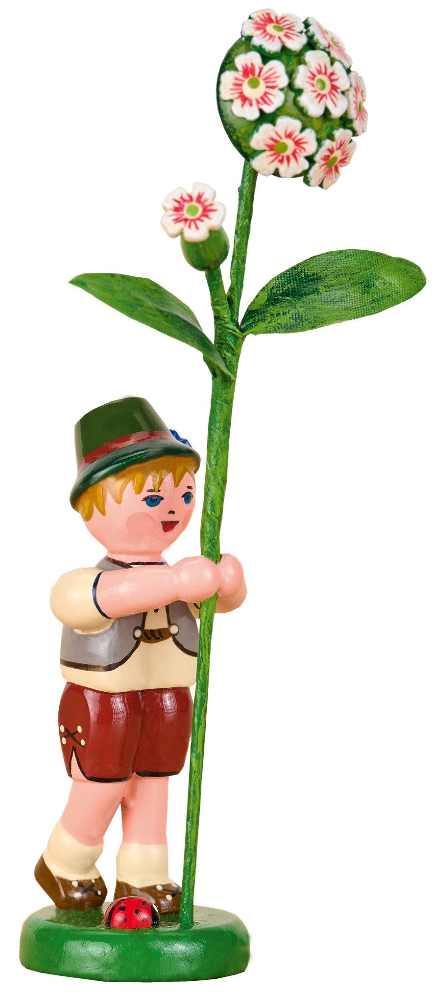 Original Hubrig (Hubrig Volkskunst GmbH) Sammelfigur Blumenkinder Junge mit Bartnelke, Höhe 11 cm, Neuheit 2026 #308h0015, handbemalt