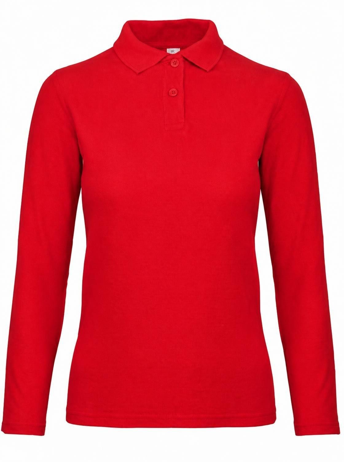 B&C Langarm-Poloshirt Damen Long Sleeve Polo ID.001 / 100 % Baumwollpiqué
