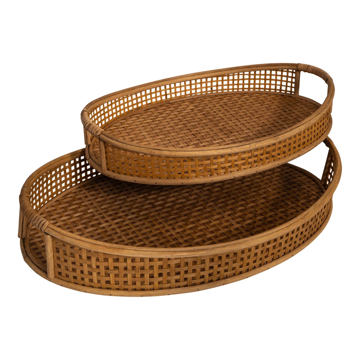 Dekotablett Tablett Serviertablett Ovi 2er Set Bambus naturel 54,5/47.5 cm