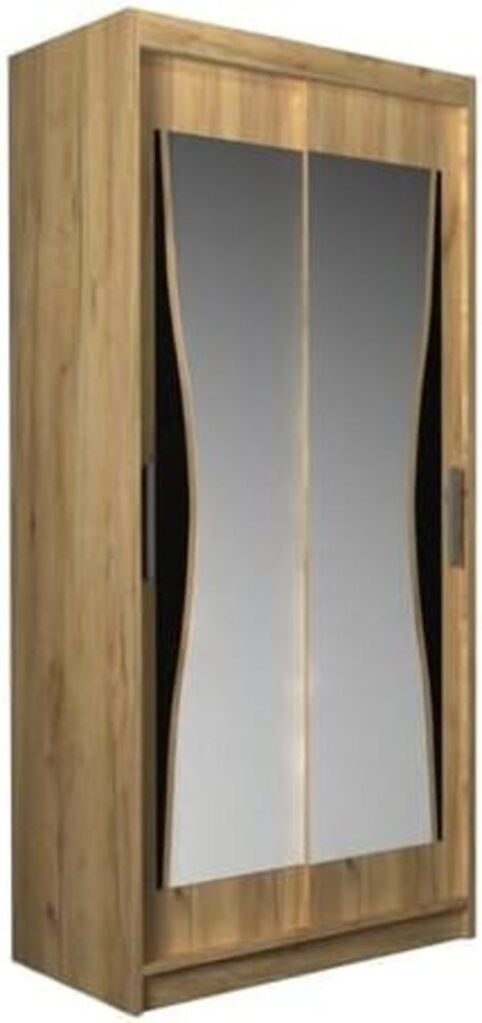 MOEBLO Kleiderschrank TUMIA (Gaderobe mit Spiegel Schwebetürenschrank 2-türig, Modern Design, Schrank mit vielen Einlegeböden und Kleiderstange Schiebtüren) (BxHxT): 120/150/180/203x216x62cm | Kleiderschränke