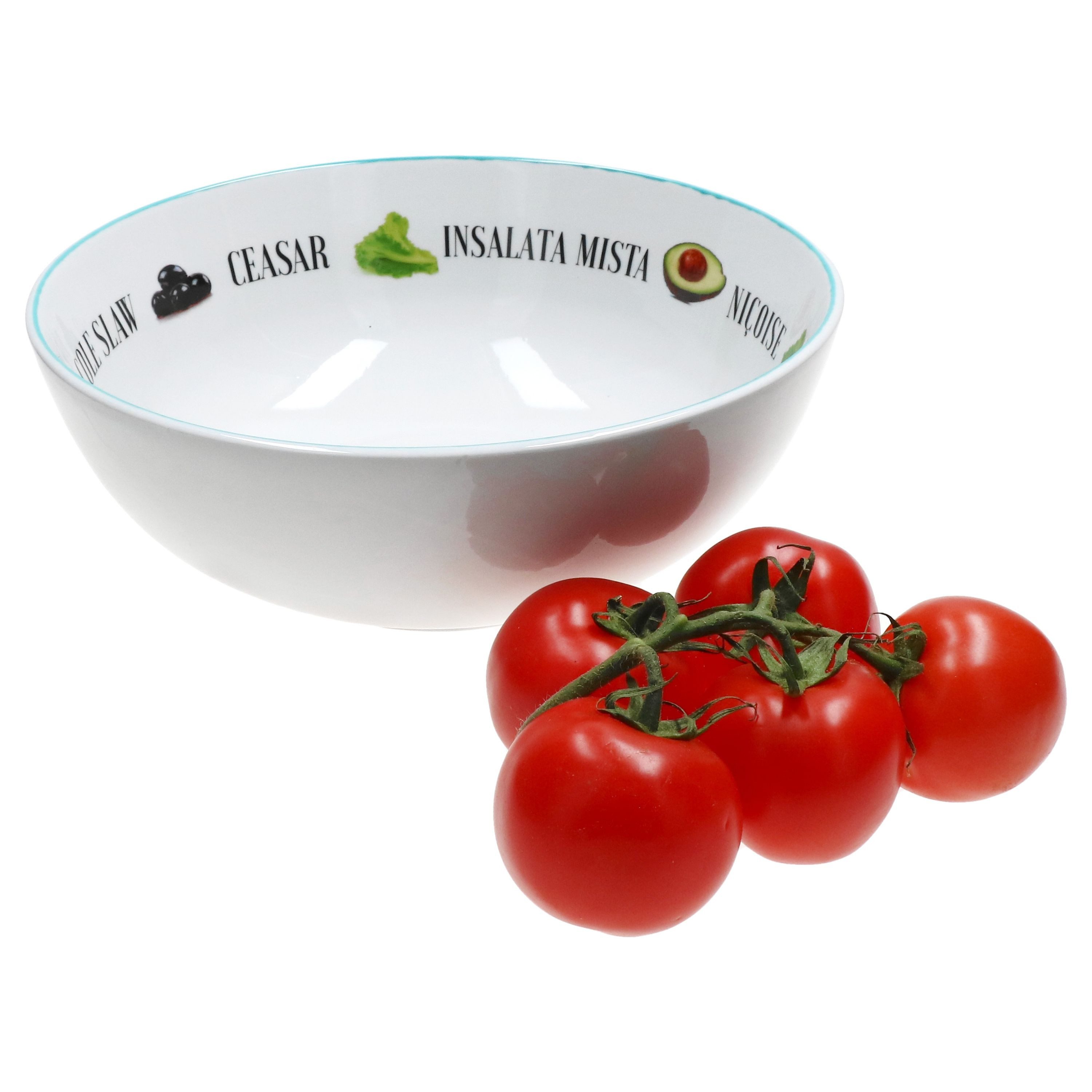 MamboCat Rührschüssel Salatschale Ø 26,5cm 2,5L Porzellan-Servierschale mit Dekor, Porzellan