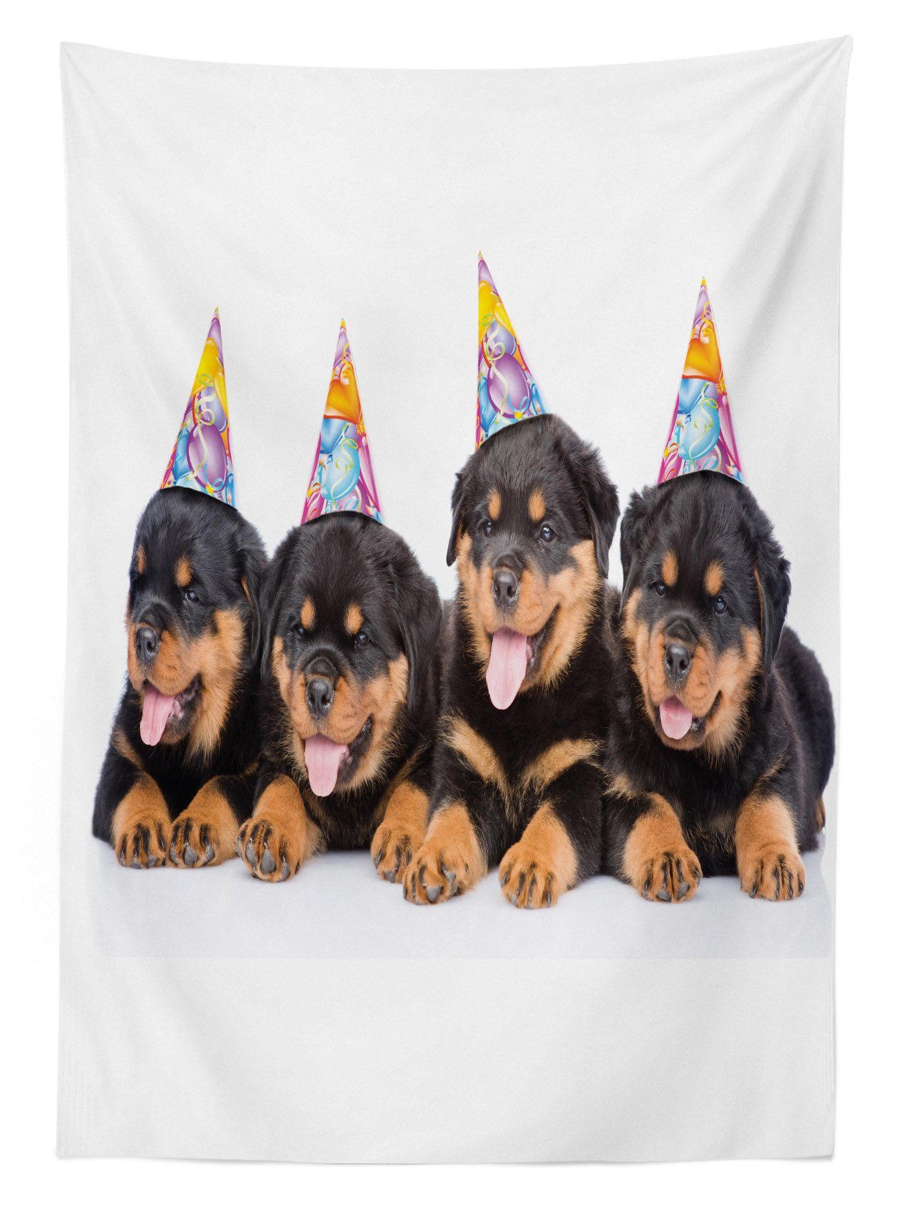 Klare Farben, Kappen Geburtstag Außen Für Farbfest Tischdecke Waschbar Abakuhaus den Geburtstags-Hunde Bereich geeignet