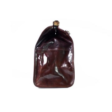 lePelou Weekender PEPE, große Arzttasche, Hebammentasche, Vintage Reisetasche, echt Leder, Made in Italy, Maulbügel, geräumiges Hauptfach