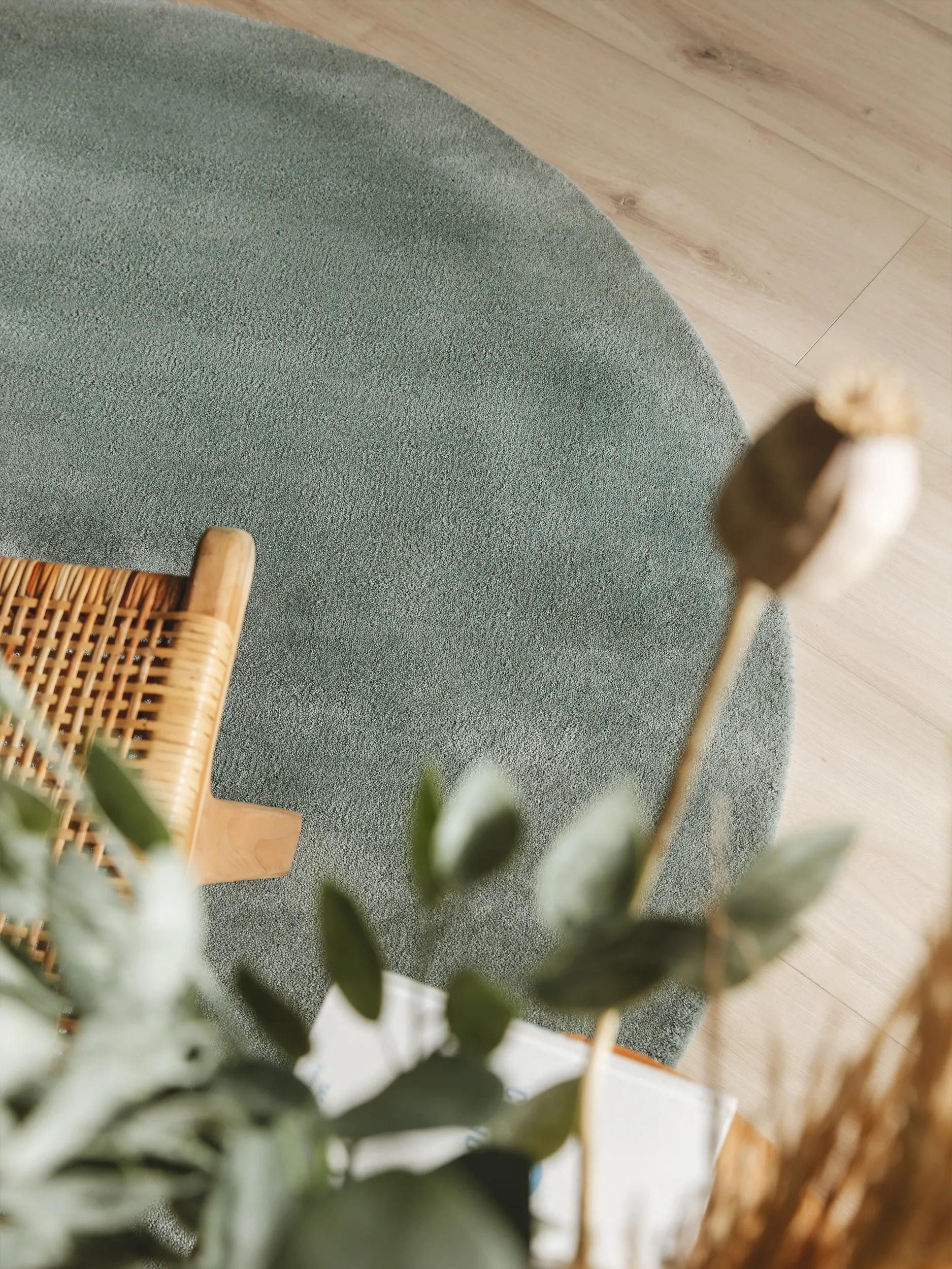 benuta Wollteppich Bent, rund, Höhe: 6 mm, Teppich Wohnzimmer, Schlafzimmer, Esszimmer, Flur, Kunstfaser, Cozy