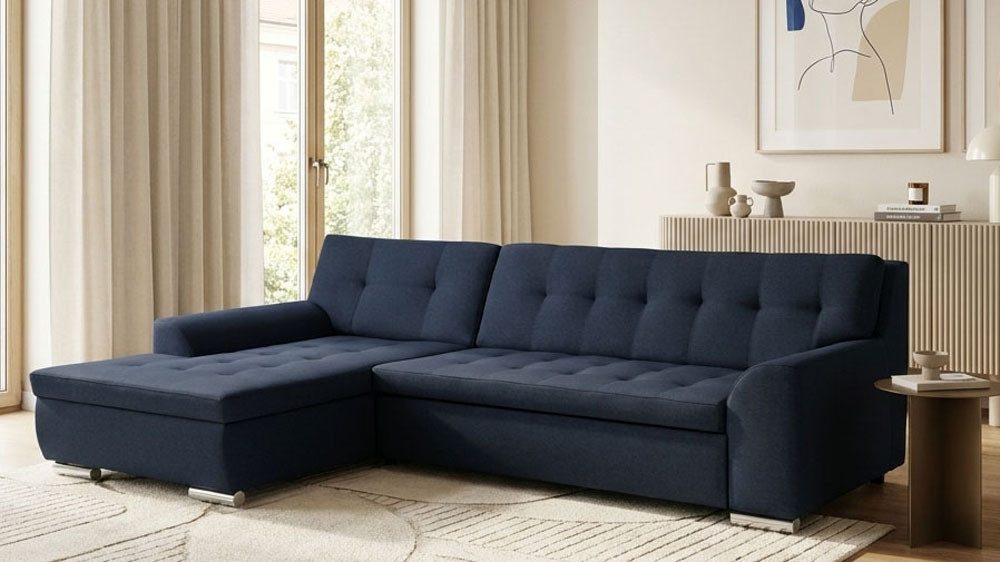OTTO home Ecksofa Torrnby 268 x 178 cm, mit Steppungen, modern & stabil, mit Schlaffunktion, L-Form, pflegeleichter, weicher Luxus-Microfaser