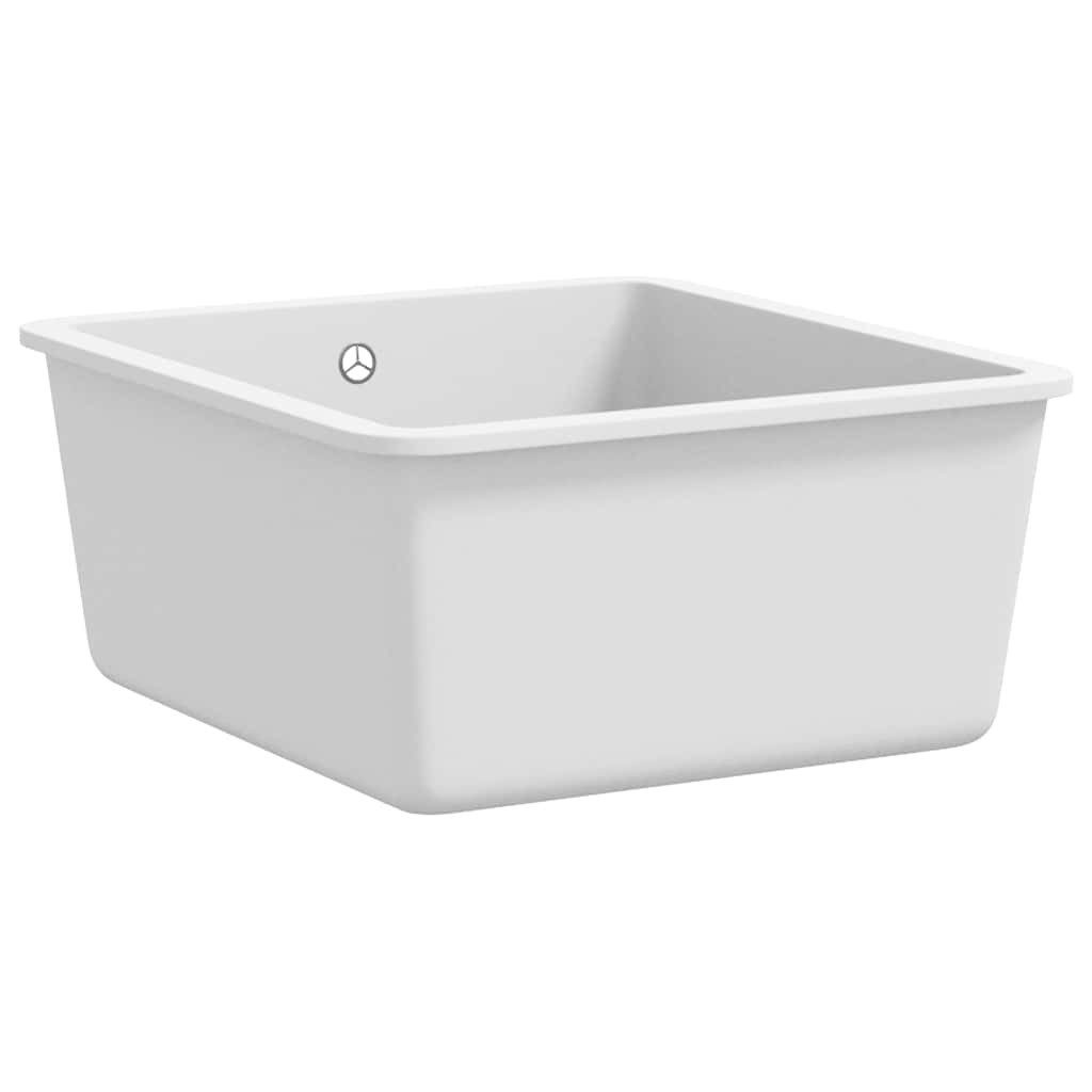 vidaXL Granitspüle Granitspüle Einzelbecken Weiß, 46/42 cm