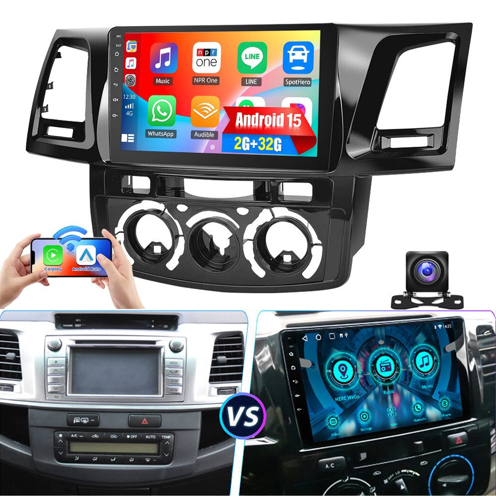 ESSGOO DAB+ Für Toyota Hilux 2005-2014 Autoradio CarPlay Android 15 GPS Navi Autoradio (RDS, 4+64GB(optional), FM, AM, DAB+ (optional), Carplay Android Auto Bluetooth EQ USB GPS Navi WIFI Touchscreen)