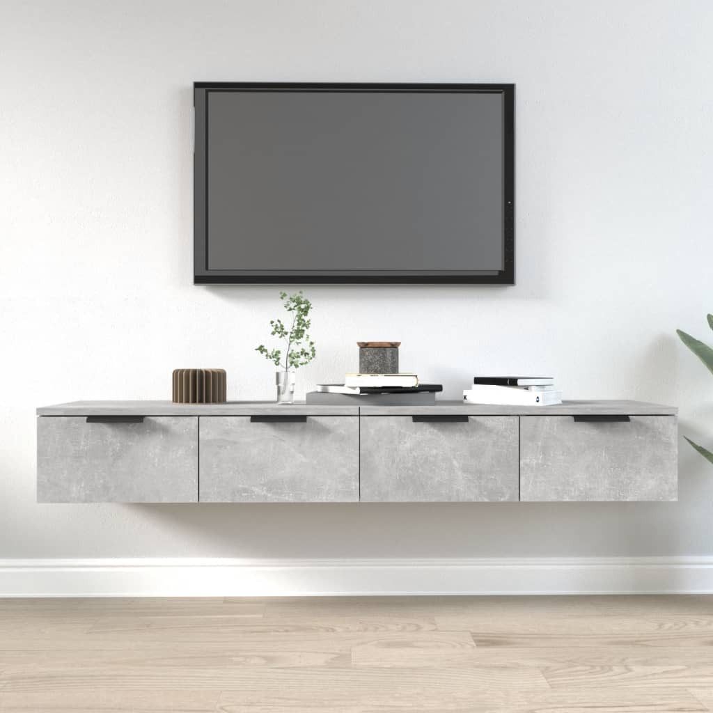furnicato Wandhängeschrank Klassische Hängeschränke Betongrau 68x30x20 cm aus Holzwerkstoff, 2-tlg., Stabile Wandschränke mit Schubladen für den Wohnbereich, feuchthemmend