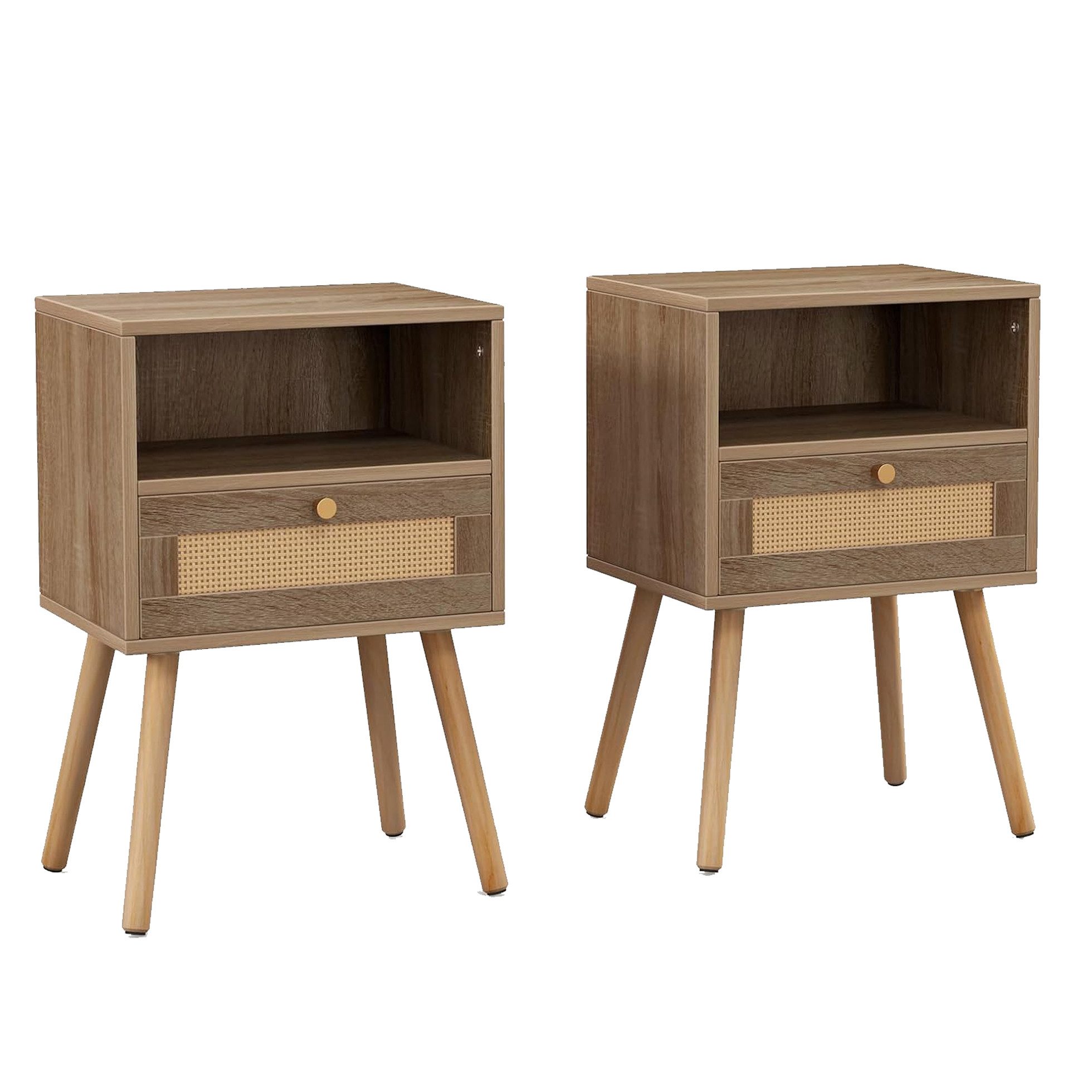 KOMFOTTEU Nachttisch (2er Set), mit Rattan-Schublade, 40 x 40 x 59 cm günstig online kaufen