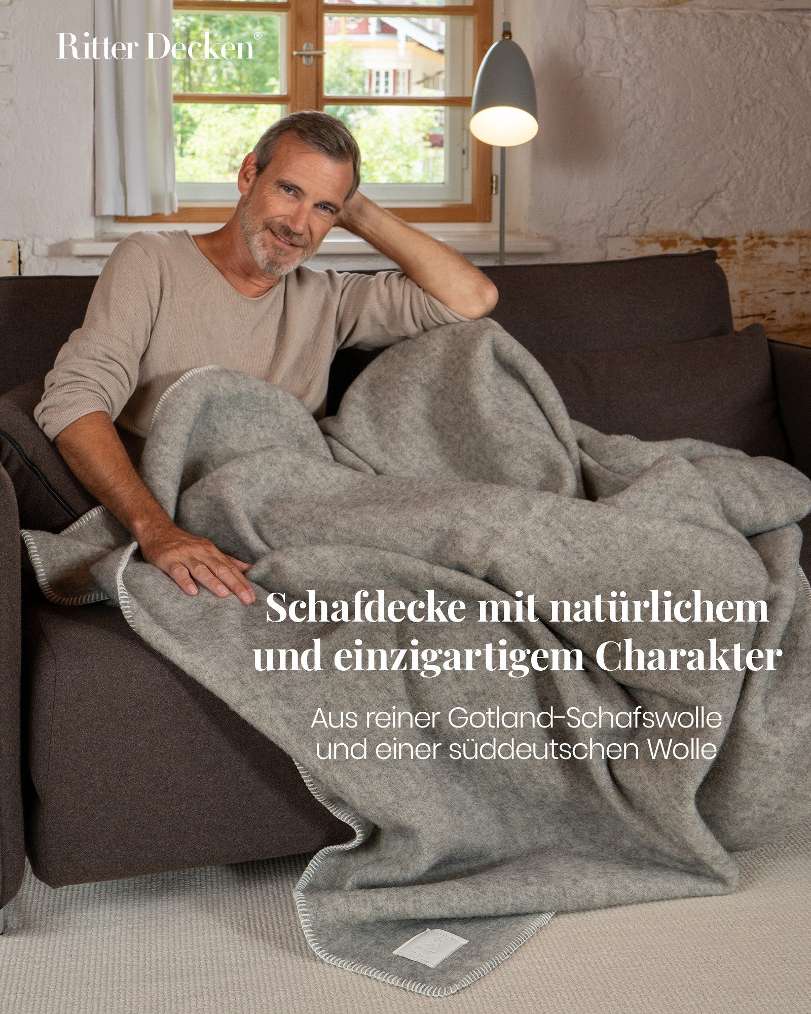 Wohndecke Puristische Schafwolldecke Gotland aus 100% günstig online kaufen