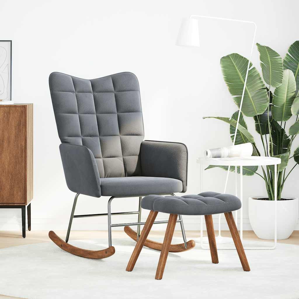 vidaXL Schaukelstuhl Schaukelstuhl mit Hocker Dunkelgrau Samt (1 St) günstig online kaufen