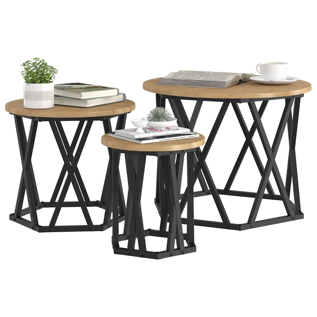 vidaXL Couchtisch Nesting Beistelltisch 3 pcs Artisan-Eiche (3-St)
