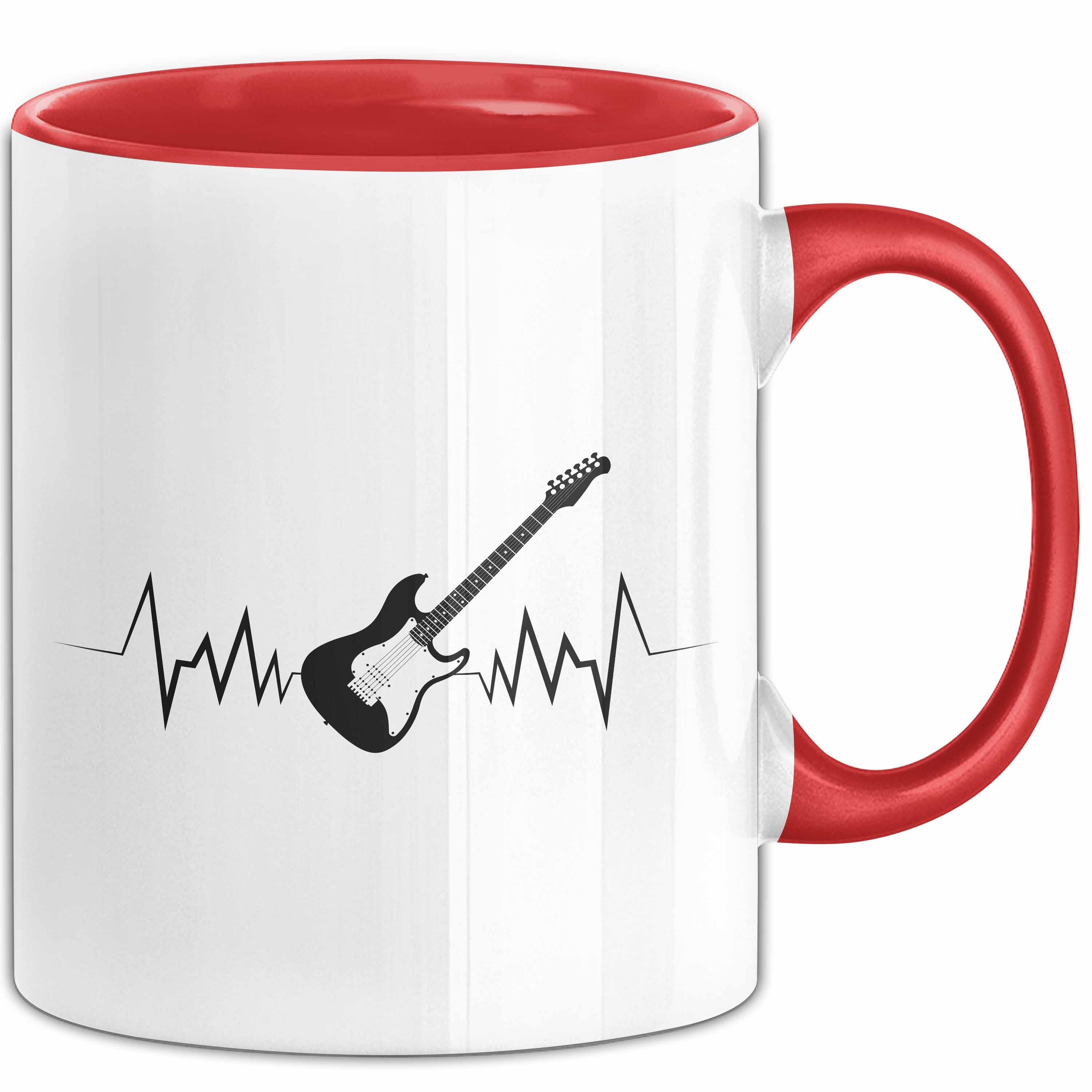 Trendation Tasse Gitarre Tasse Herzschlag Geschenk Gitarrist Instrument Gitarrenspieler