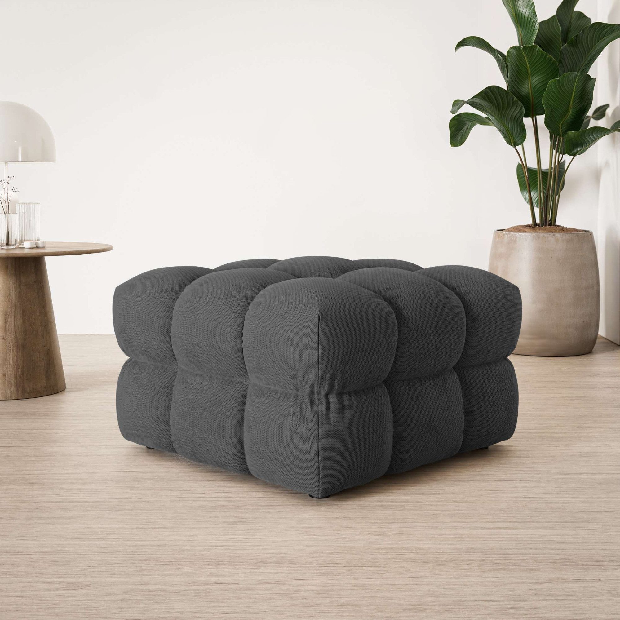 s.Oliver Polsterhocker COBBO Sitzhocker Bubble-Optik, Maße B/T/H: 80/80/48 cm, passend zum Sofa, moderne Steppung und hoher Sitzkomfort