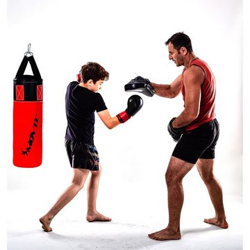 MOVIT Boxsack Movit® Boxsack-Set 5,5kg, inkl. Boxsack befüllt (mit Tasche, mit Bandagen, mit Boxhandschuhen), für Kinder und Jugendliche, rot oder blau