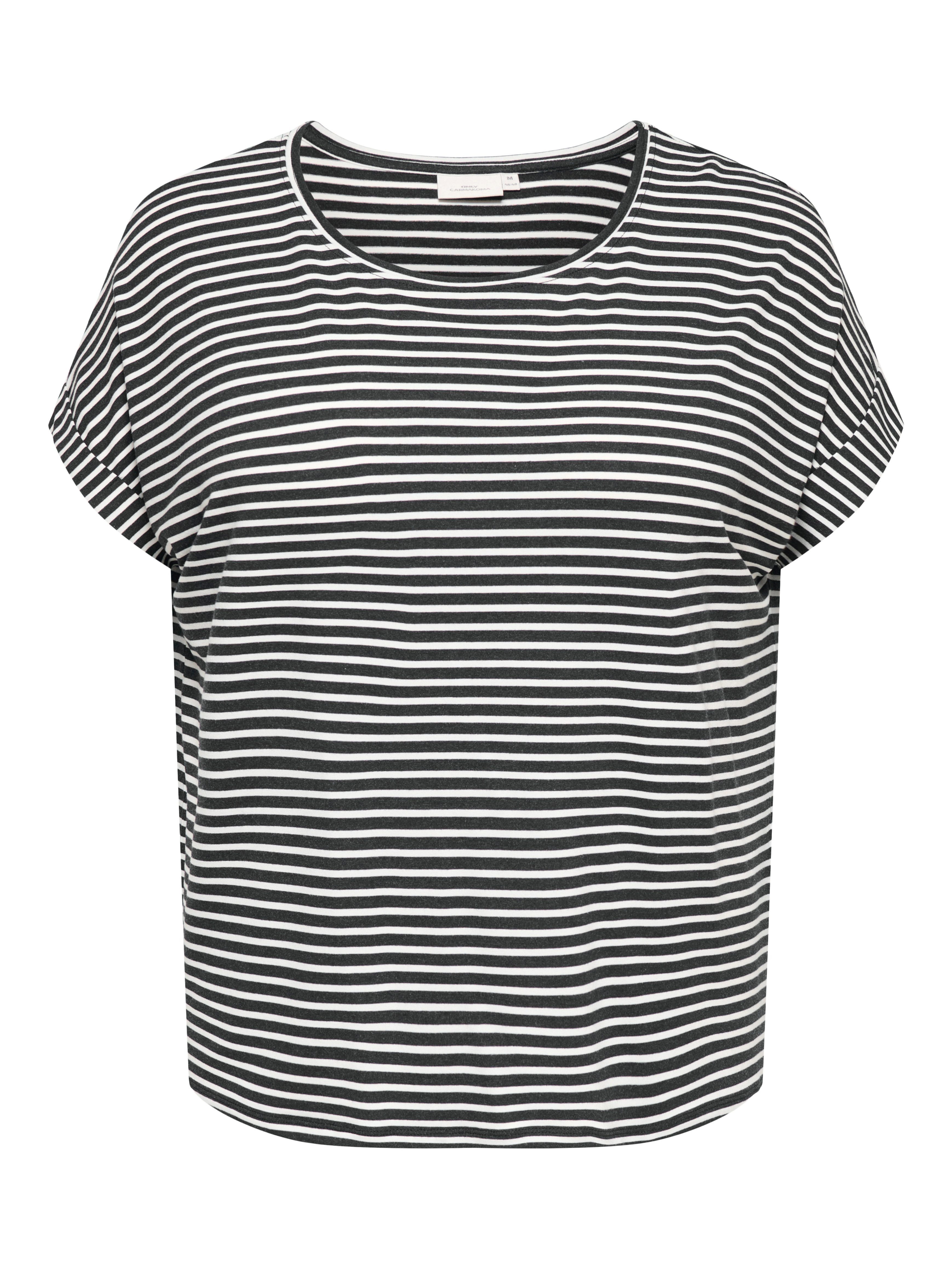 ONLY CARMAKOMA Kurzarmshirt CARMOSTER STRIPE S/S O-NECK TOP JRS NOOS Viskosemischung, regular fit