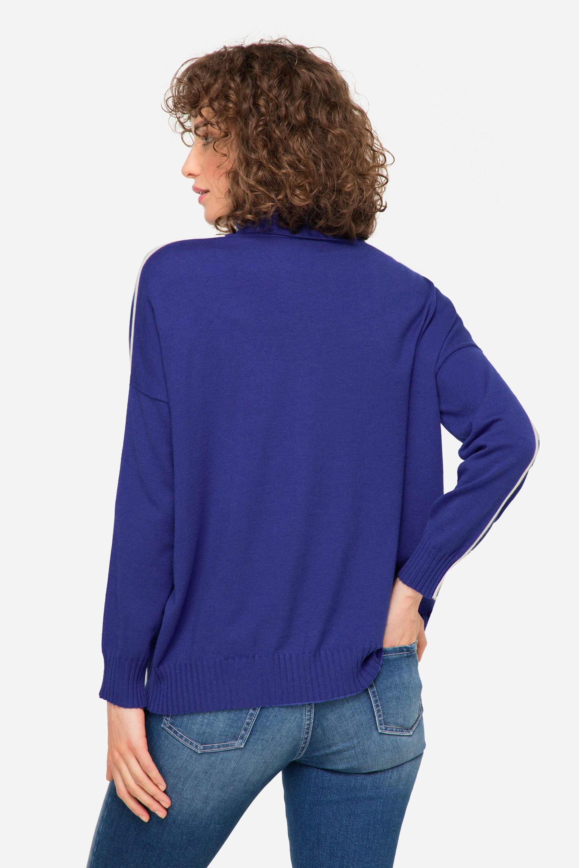 Laurasøn Strickpullover Pullover Stehkragen Langarm Schmuckstreifen