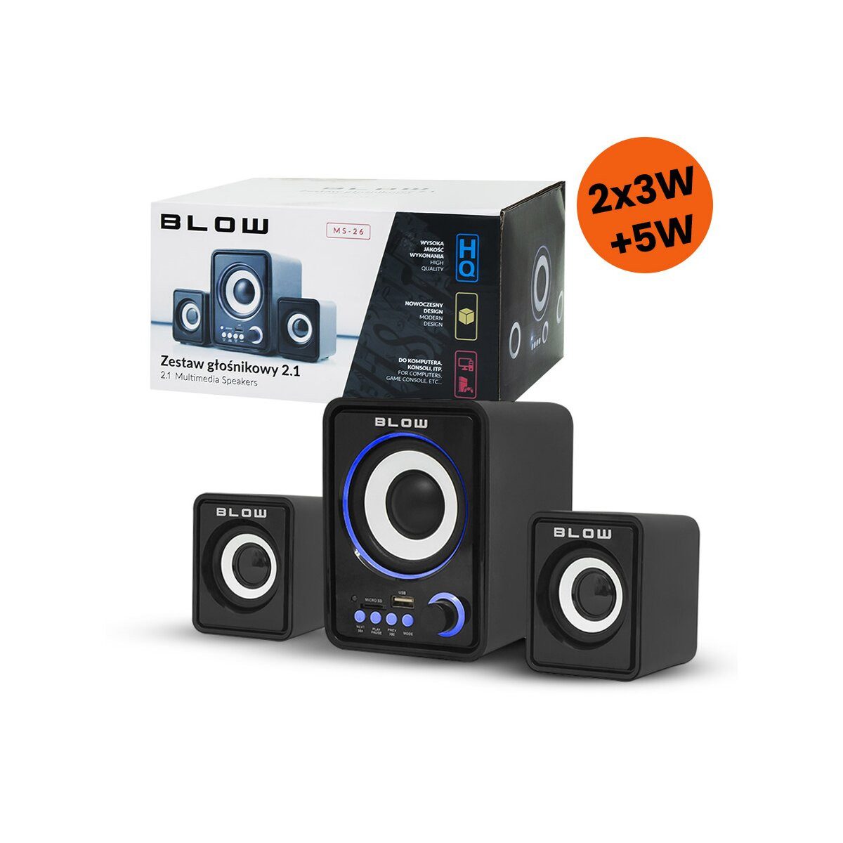 BLOW BLOW 2.1 MS-26 PC Lautsprecher Subwoofer LED PC-Lautsprecher