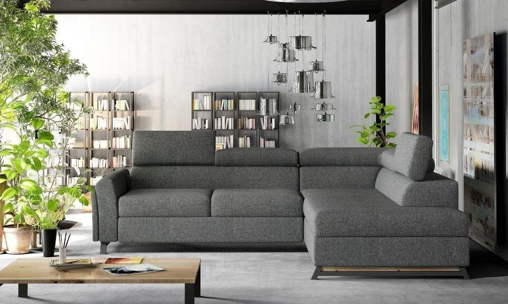 JVmoebel Ecksofa, Wohnlandschaft Ecksofa L Form Set Sessel Schwarz Garnitur Sofa Modern