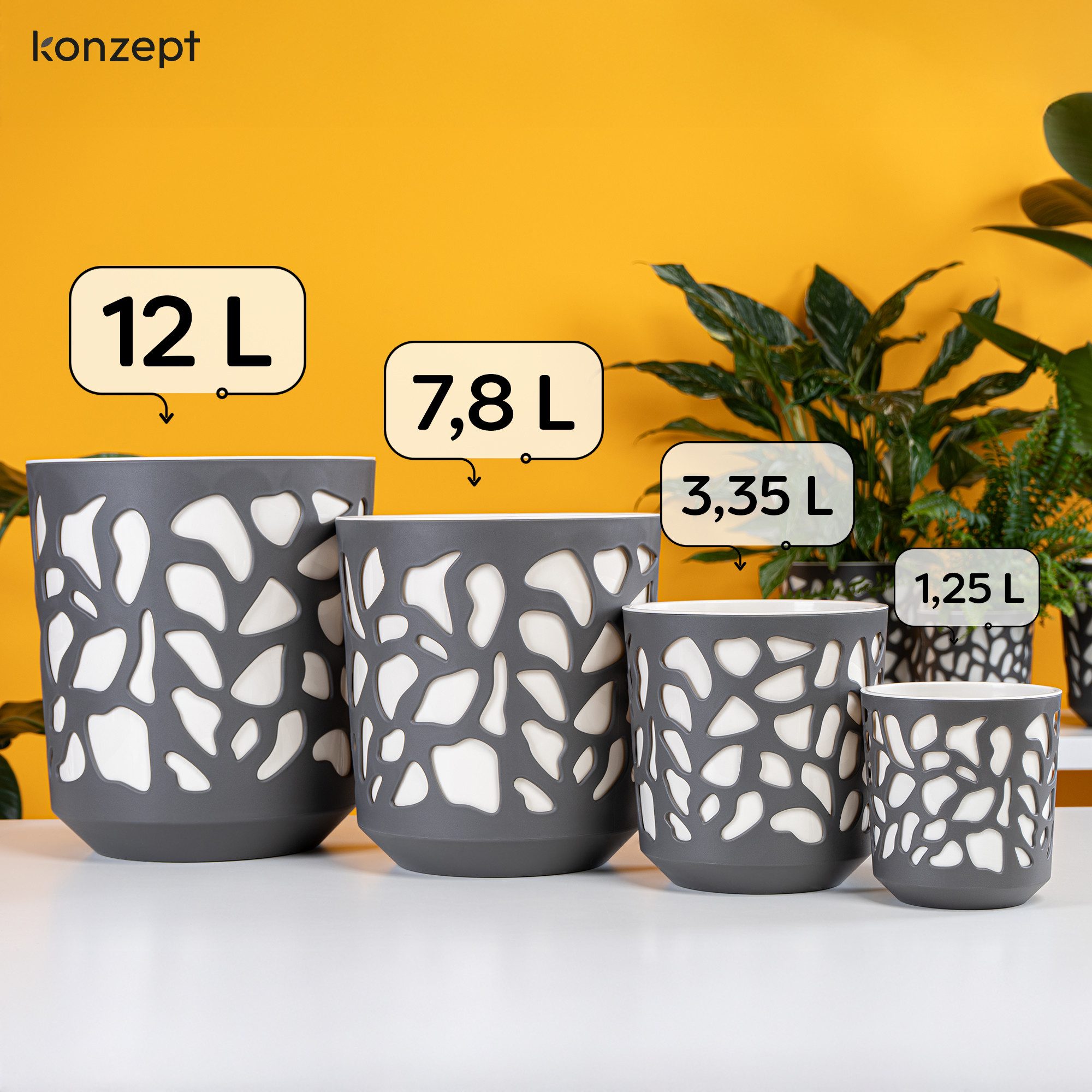 KONZEPT Blumentopf großer Übertopf aus Kunststoff für Zimmerpflanzen (2 St. günstig online kaufen