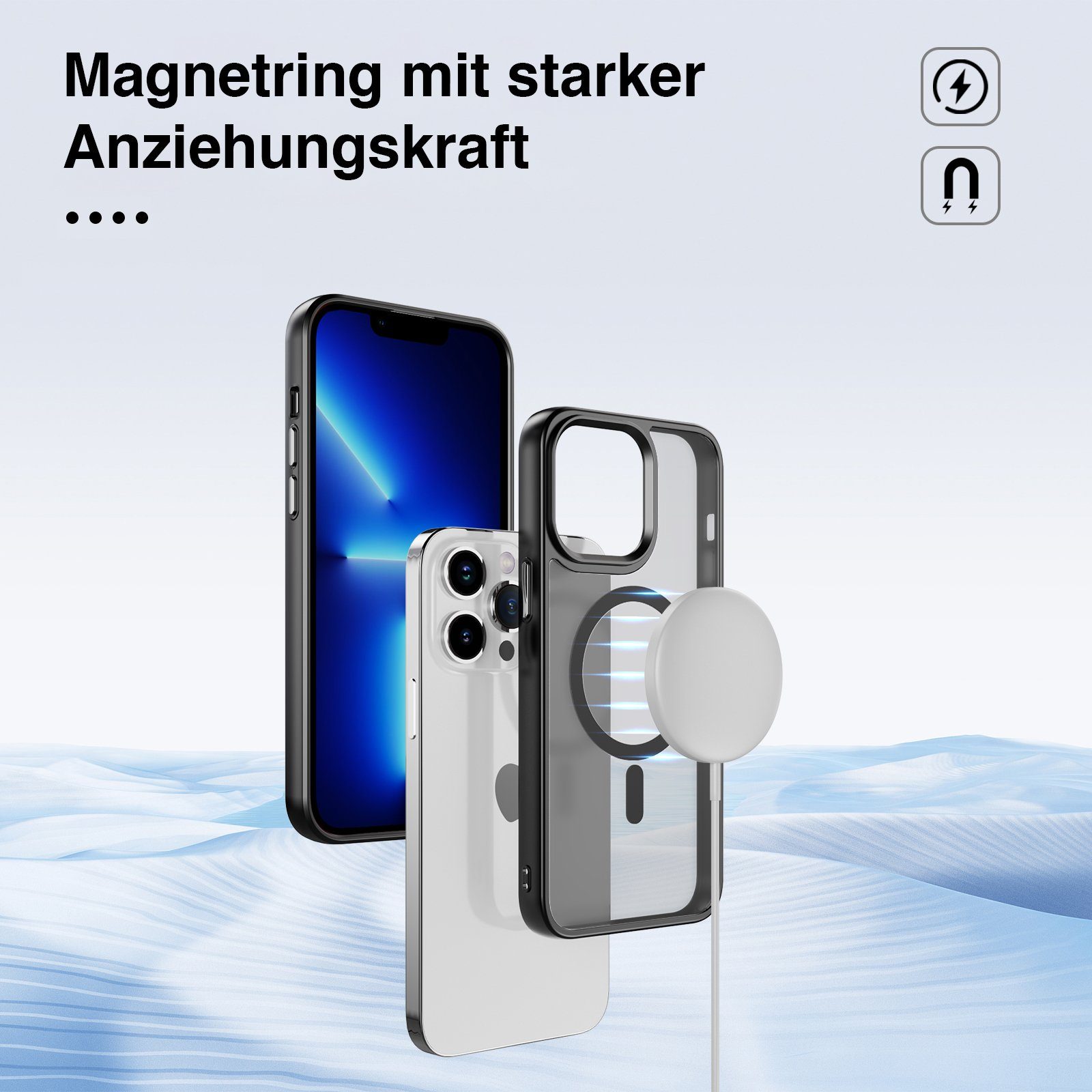 Tec-Expert Handyhülle Magnet Hülle für Apple iPhone 13 Pro 6.1 Zoll, 6.1, kompatibel zu Magsafe magnetisches Laden