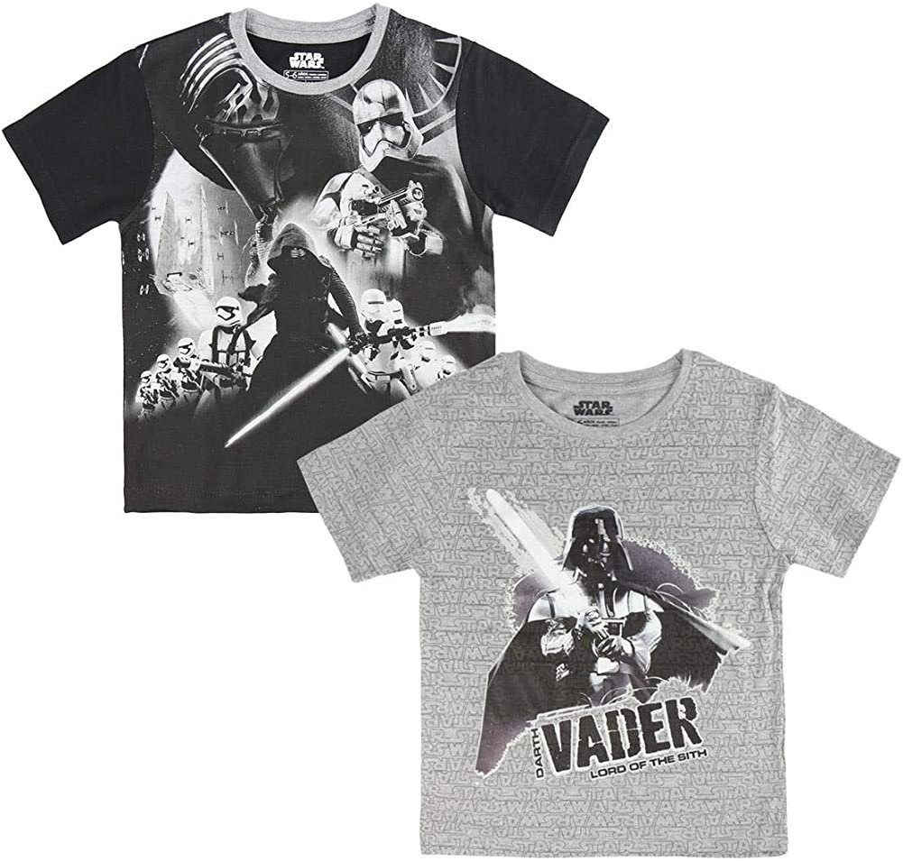 Print-Shirt Doppelpack T-Shirts Star Wars Kinder Shirt Jungen und Mädchen 3-4 Jahre und 5-6 Jahre 2 Stück im Set