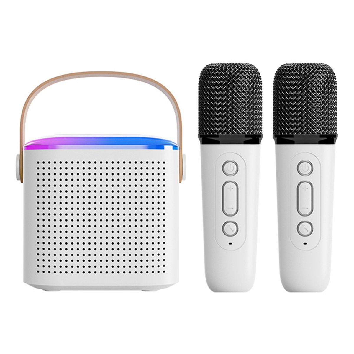 carefully selected Tragbares Lautsprecher- und Mikrofonset mit Lichteffekt (Bluetooth 5W) Bluetooth-Lautsprecher Lautsprecher + Doppelmikrofon