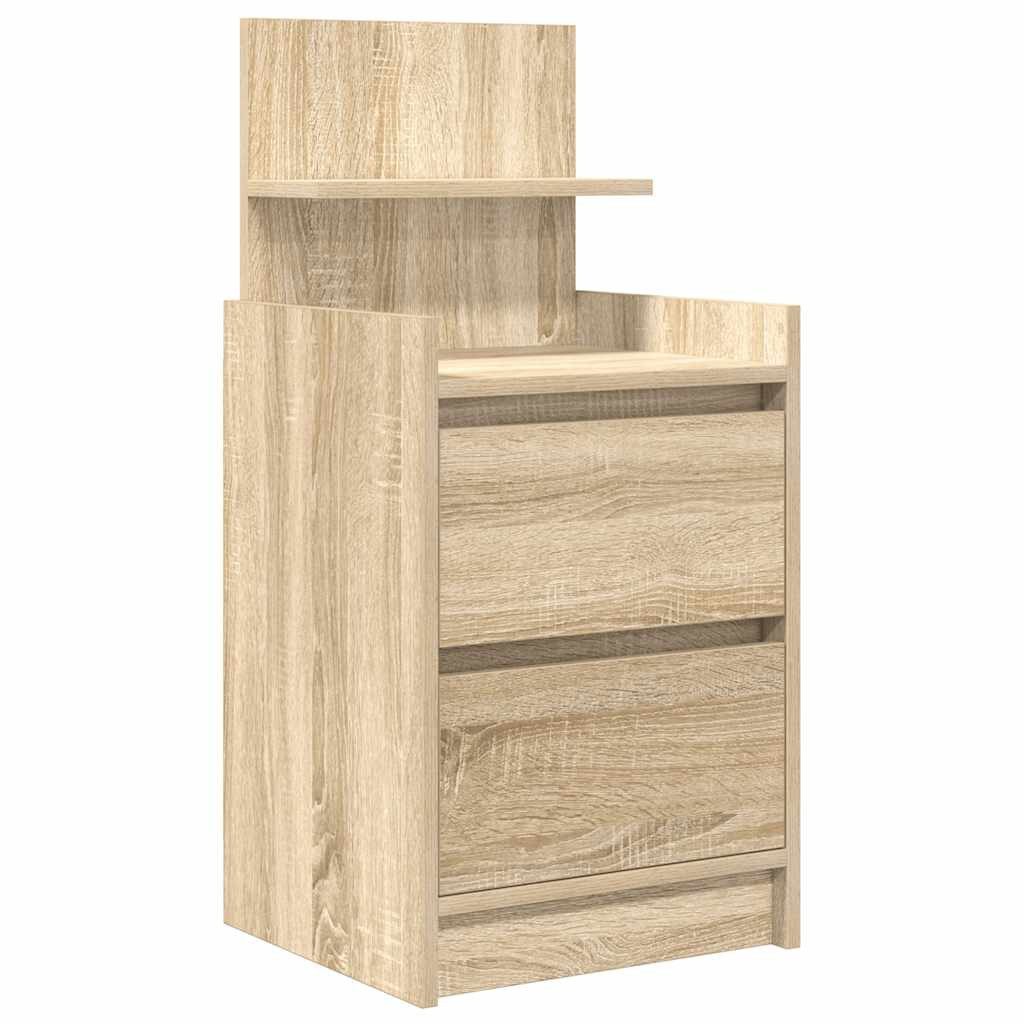 vidaXL Nachttisch Nachttische mit 2 Schubladen 2 Stk. Sonoma-Eiche 38x34x80 cm (2-St) – Bild 5 von 5