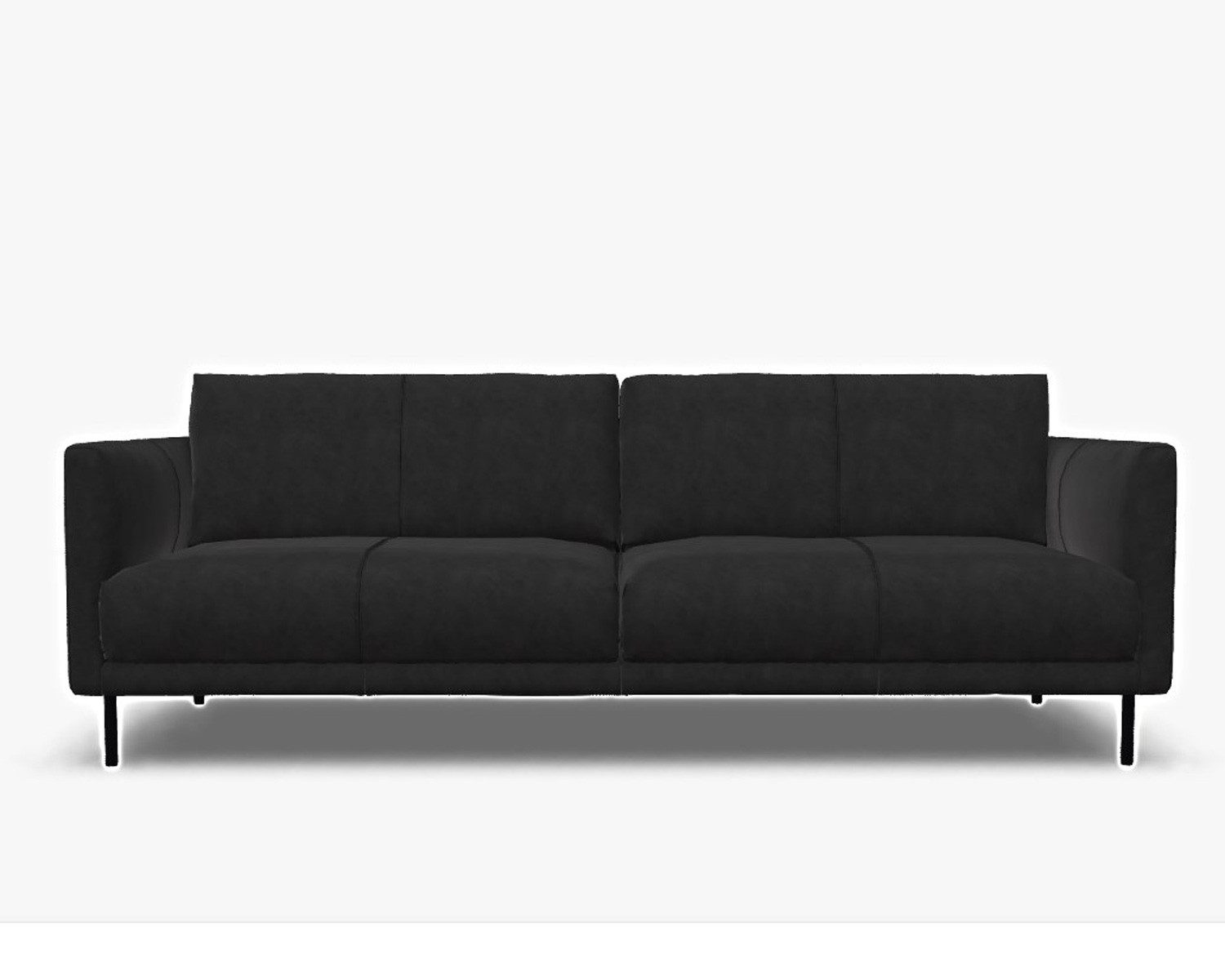 Rolf Benz 3-Sitzer Sofa freistil 133 Rolf Benz Leder schwarz 222cm, Echtes Leder