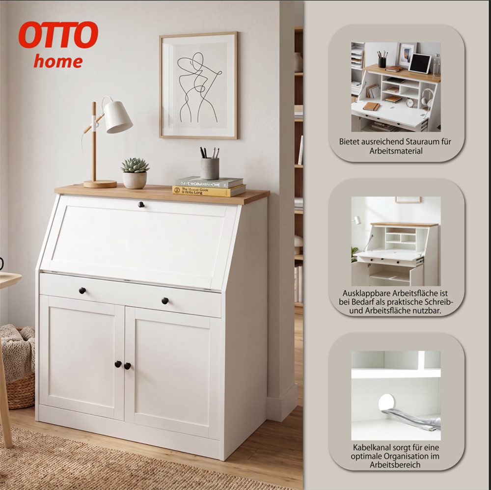 OTTO home Sekretär Ismund, viel Stauraum, mit Kabelkanal, Breite: 98 cm – Bild 3 von 5