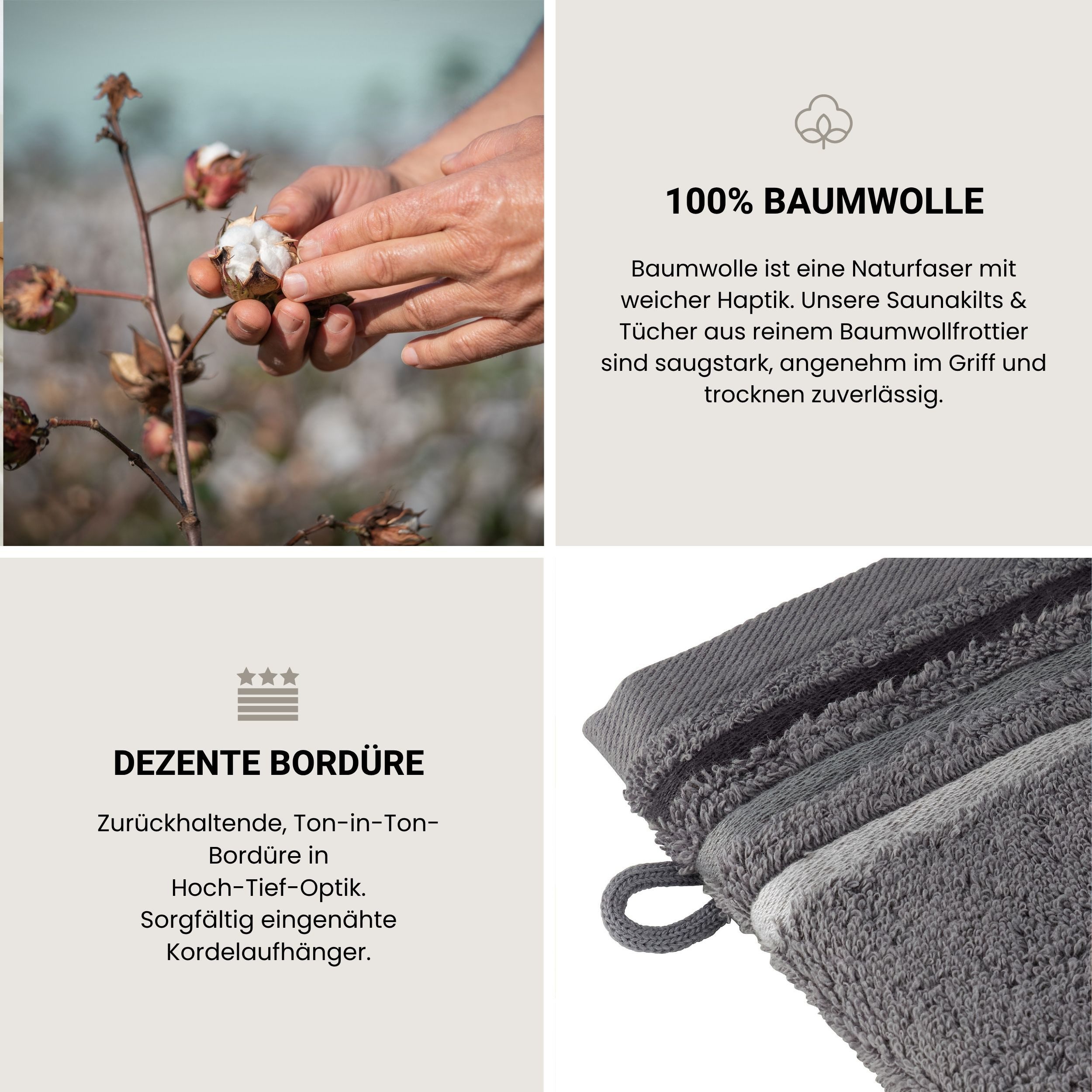 Schiesser Waschhandschuh Skyline Color aus 100 % Baumwolle mit eleganter Streifenbordüre, (5-St), OEKO-TEX® MADE IN GREEN – Bild 4 von 5