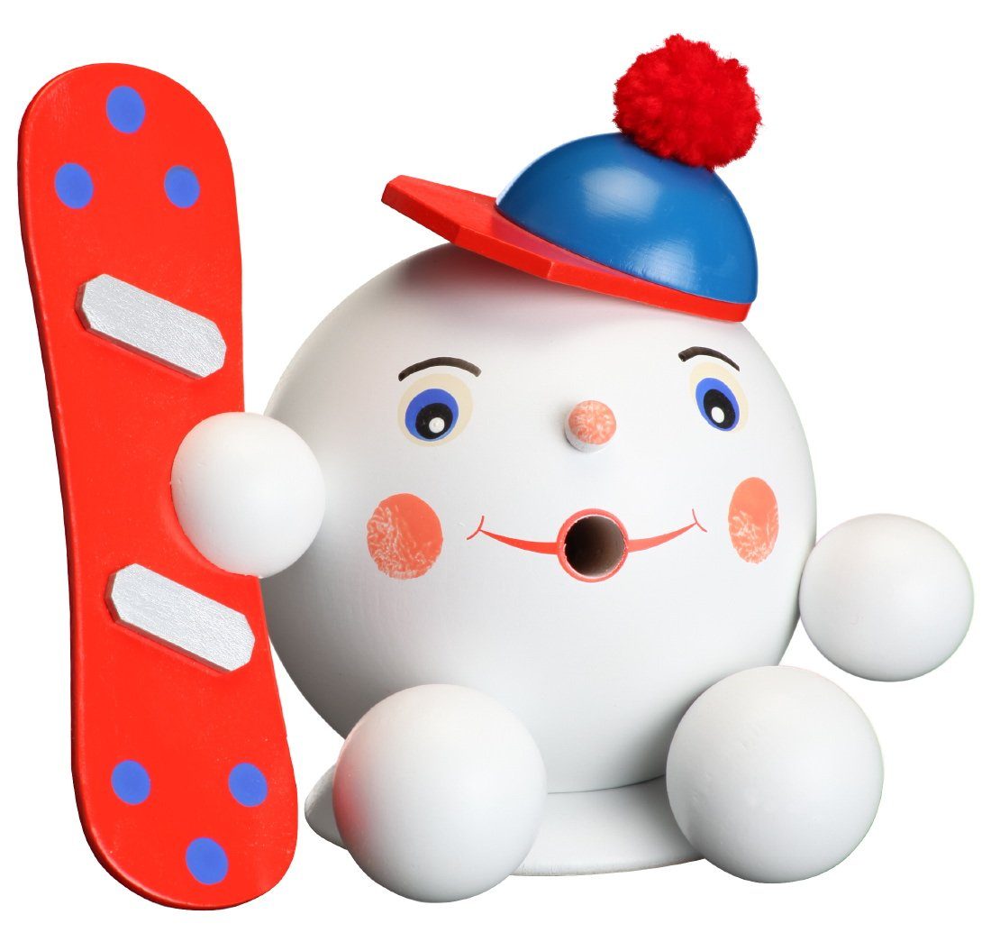 Räuchermännchen Räucherfigur Räucherschneeball mit Snowboard rot BxHxT ca 14,5 x 13