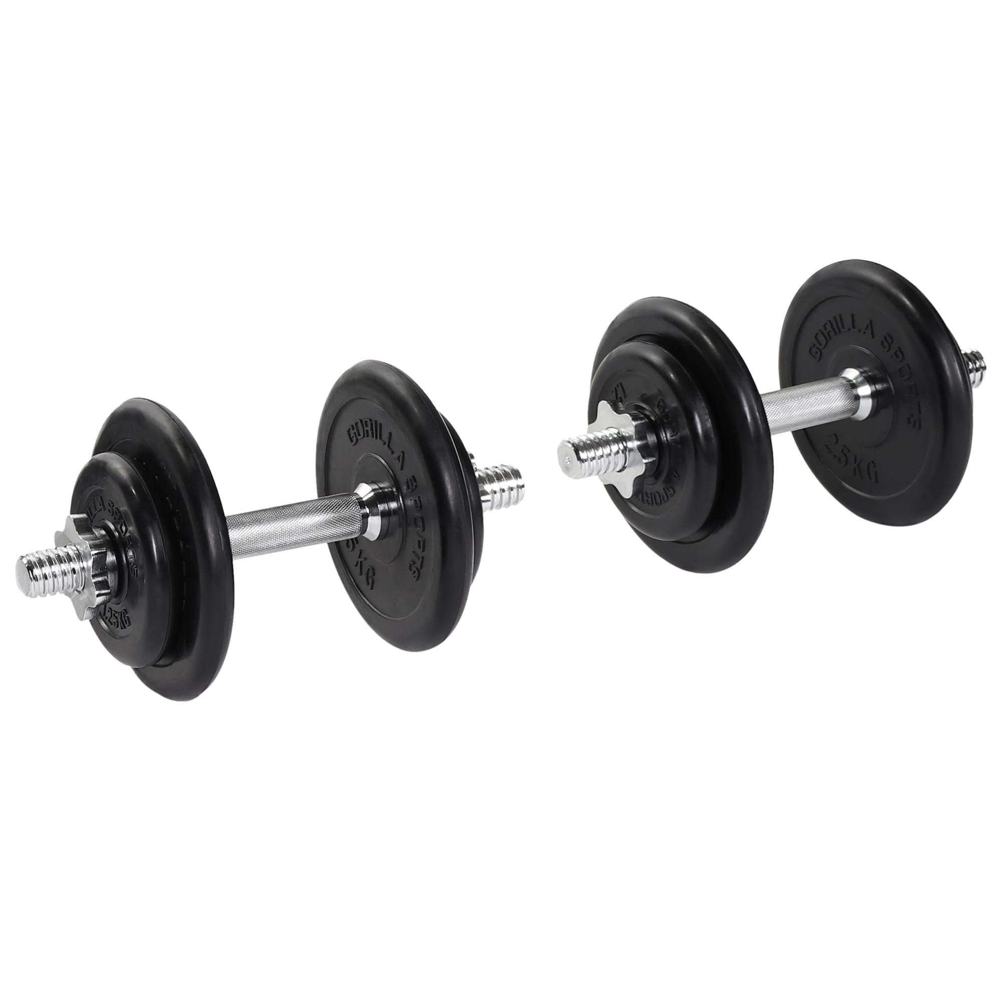 GORILLA SPORTS Hantel-Set Kurzhantelset 20kg, 30mm, Hantelscheiben, Kurzhantelstangen Gusseisen