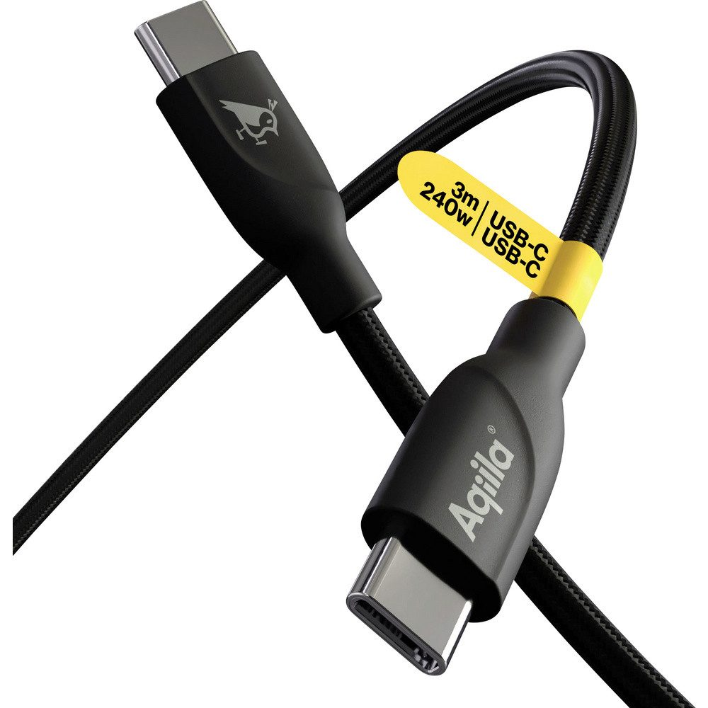 Aqiila Aqiila Cablebird CB13 USB-C® Kabel USB 2.0 USB-C® Stecker 3.00 m Schwa USB-Kabel, (300.00 cm)