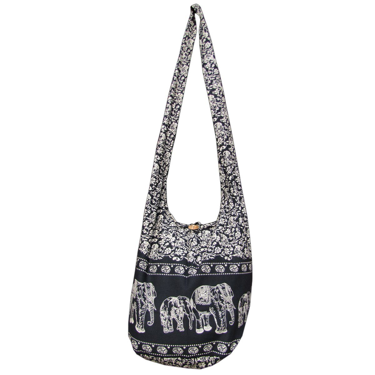 PANASIAM Freizeittasche Schulterbeutel Elefant Schultertasche aus 100% Baumwolle in 2 Größen, Beuteltasche als Wickeltasche Handtasche oder Strandtasche geeignet