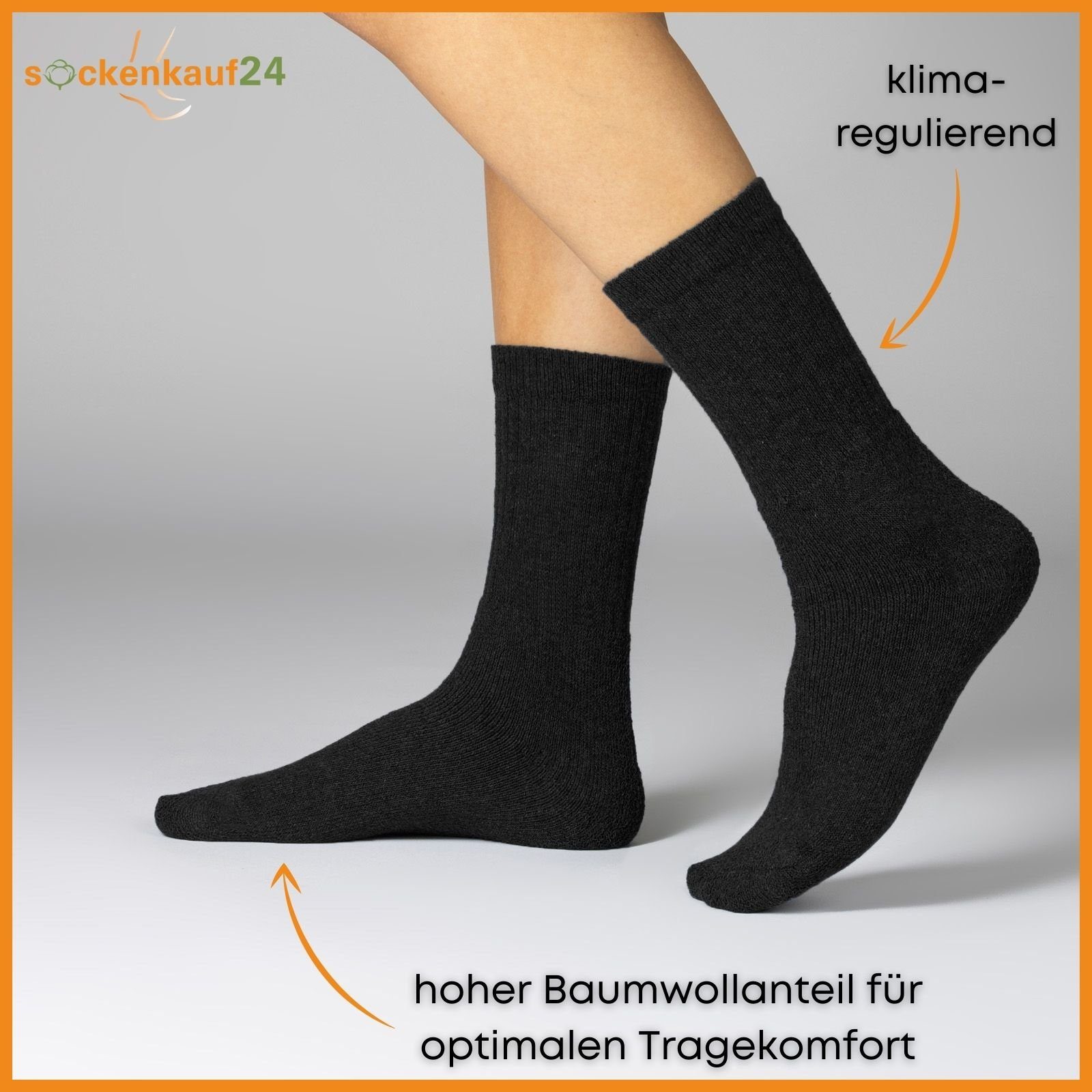 sockenkauf24 Tennissocken 10, 20, 30 Paar Sportsocken Arbeitssocken Herren & Damen (Schwarz, 10-Paar, 35-38) Socken Baumwolle 10100