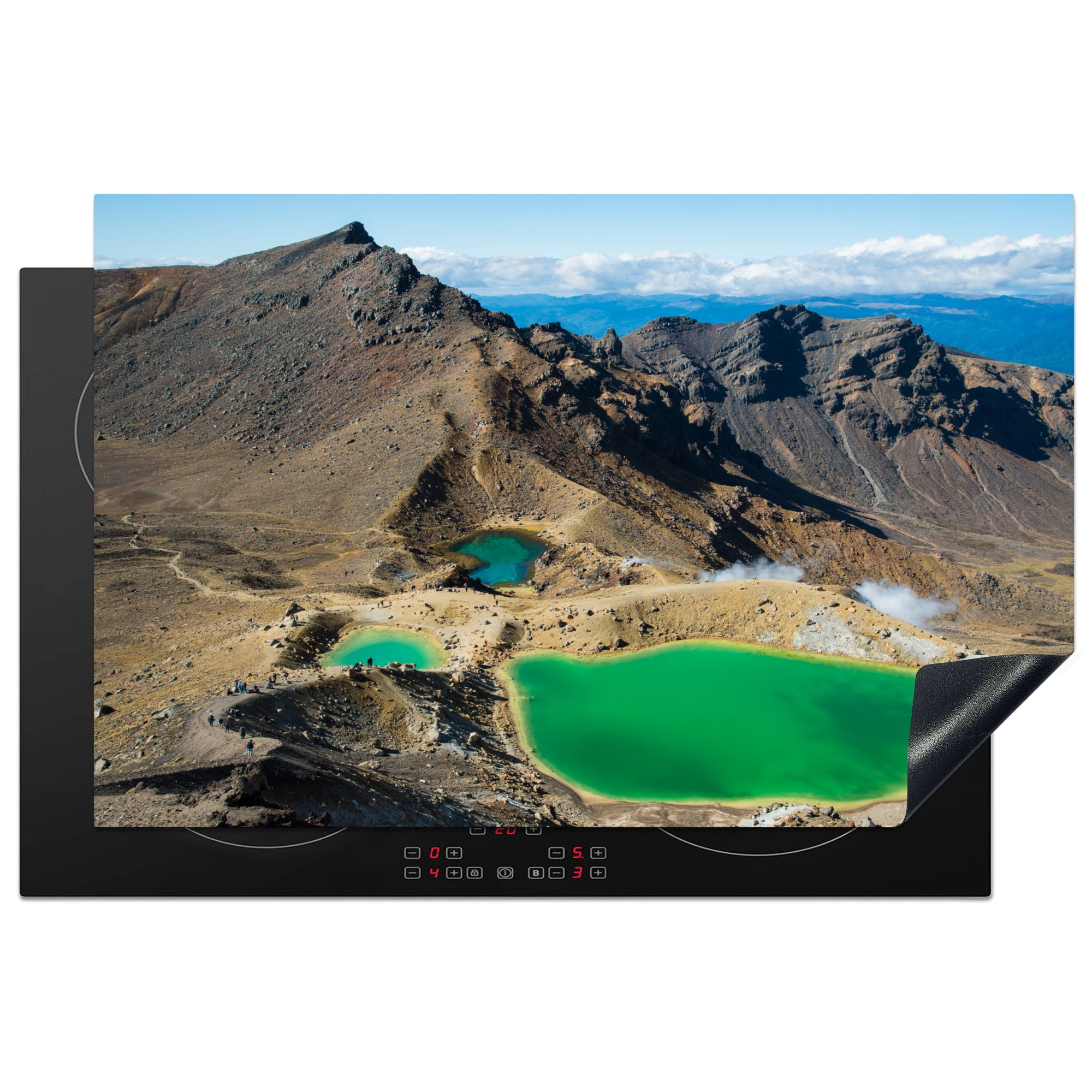 MuchoWow Herdblende-/Abdeckplatte See im Tongariro-Nationalpark, Neuseeland, Vinyl, (1 tlg), 81x52 cm, Induktionskochfeld Schutz für die küche, Ceranfeldabdeckung