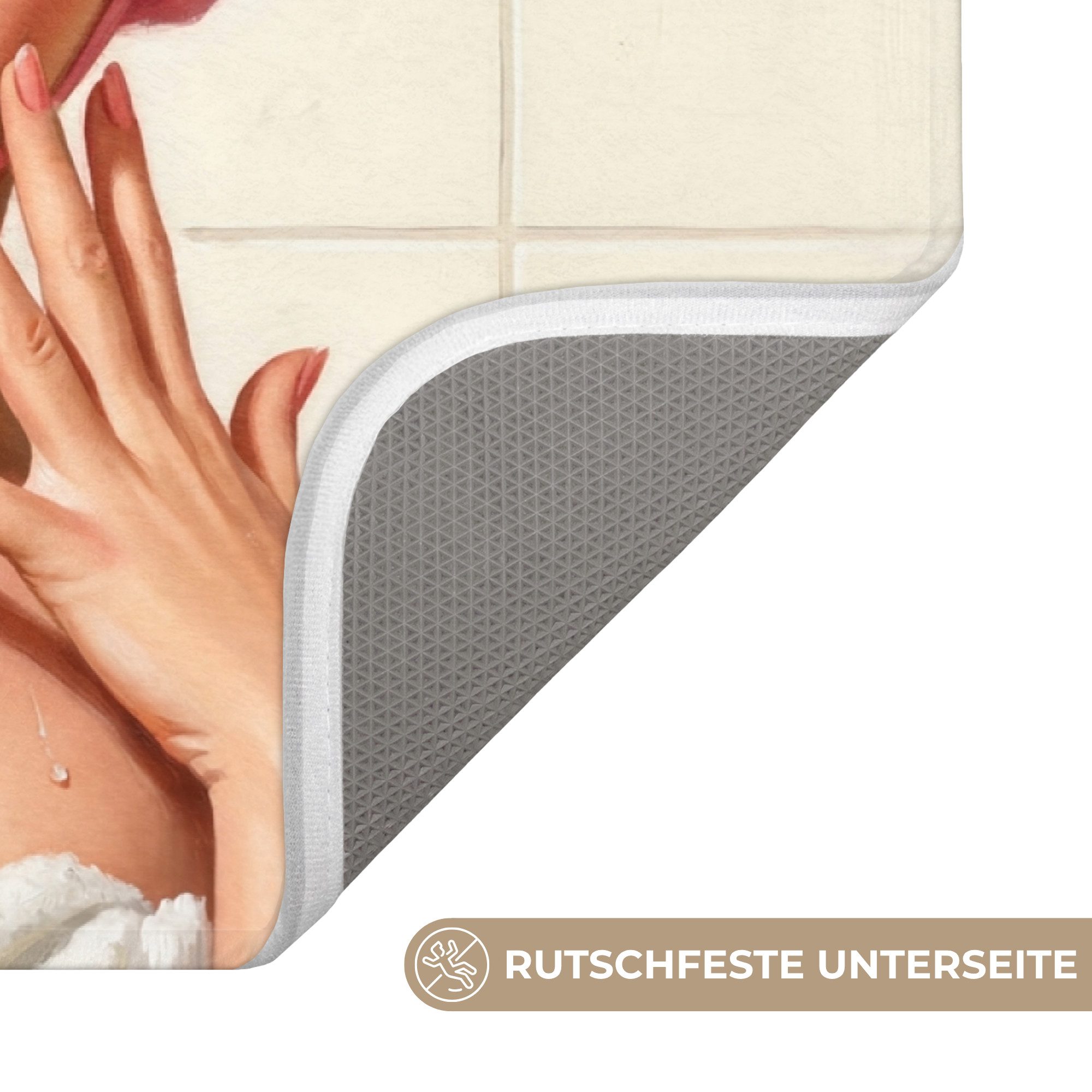 OnlyWow Badematte Frau - Dusche - Rosa, Höhe 10 mm, Polyester, Rechteckig, Badezimmerteppich, Badteppich, Rutschfest, Badvorleger, Waschbar – Bild 3 von 5