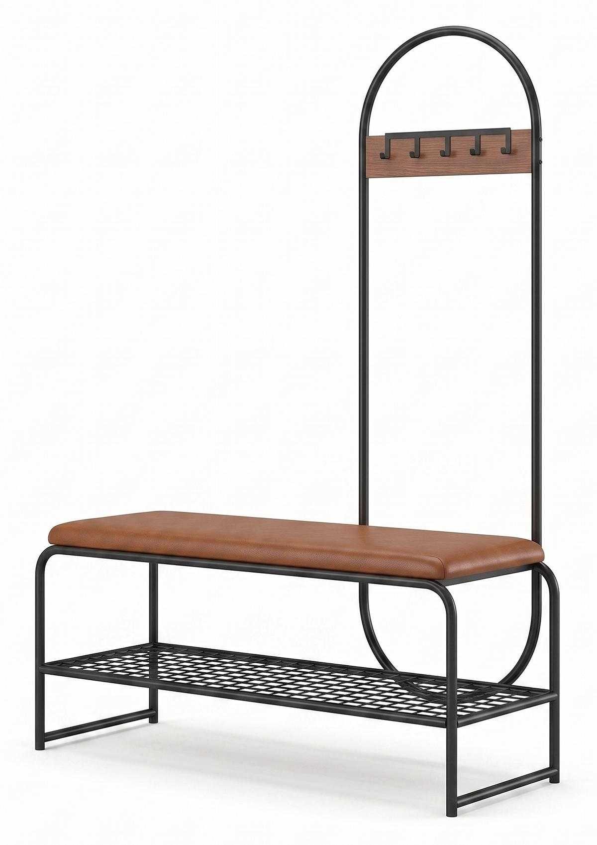 JVmoebel Garderobenständer Garderobenbank Metall Bank Haken Ablage Flur modern Design Sitz, Made in Europa