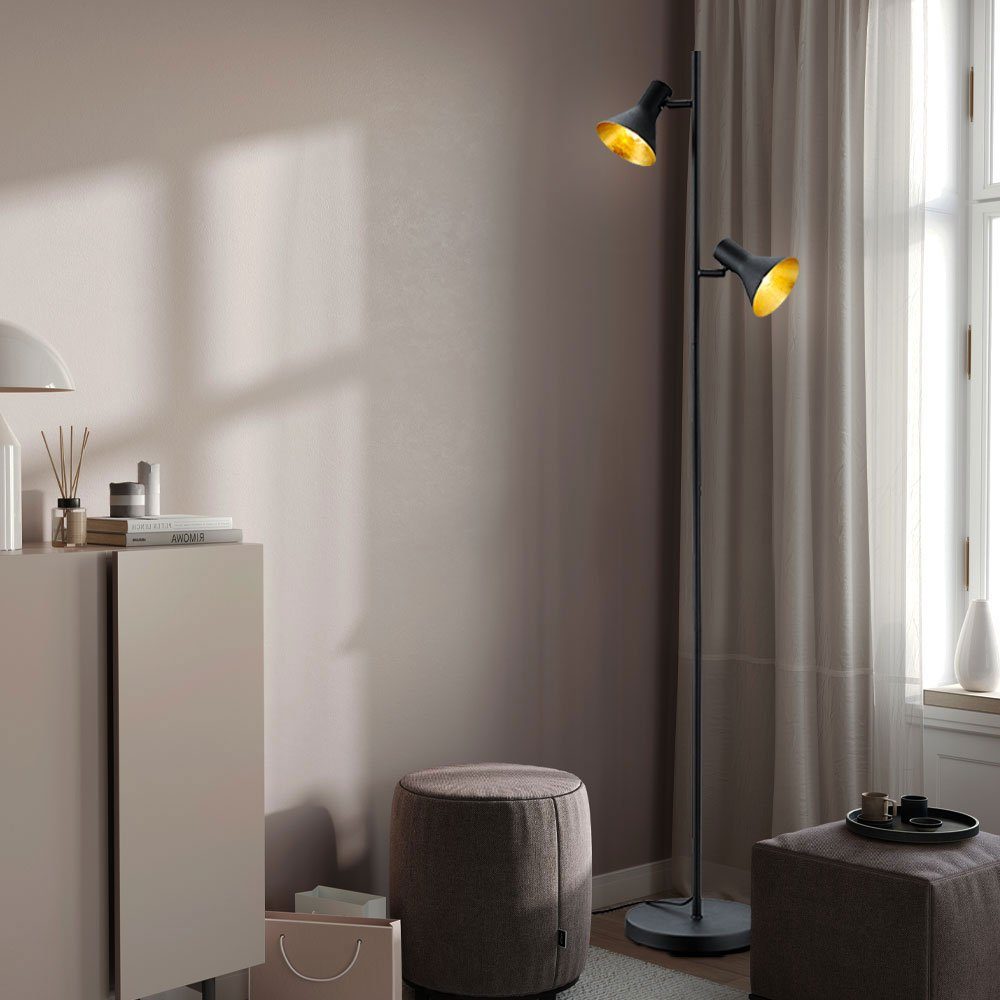 Wohn Retro drehbar etc-shop Steh schwarz Zimmer im- Leuchtmittel Decken Lampe Stehlampe, Fluter inklusive, LED Warmweiß,