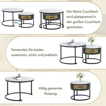 Gotagee Couchtisch 2er/Set Elegantes Beistelltisch Couchtisch Kaffeetisch mit Schubladen