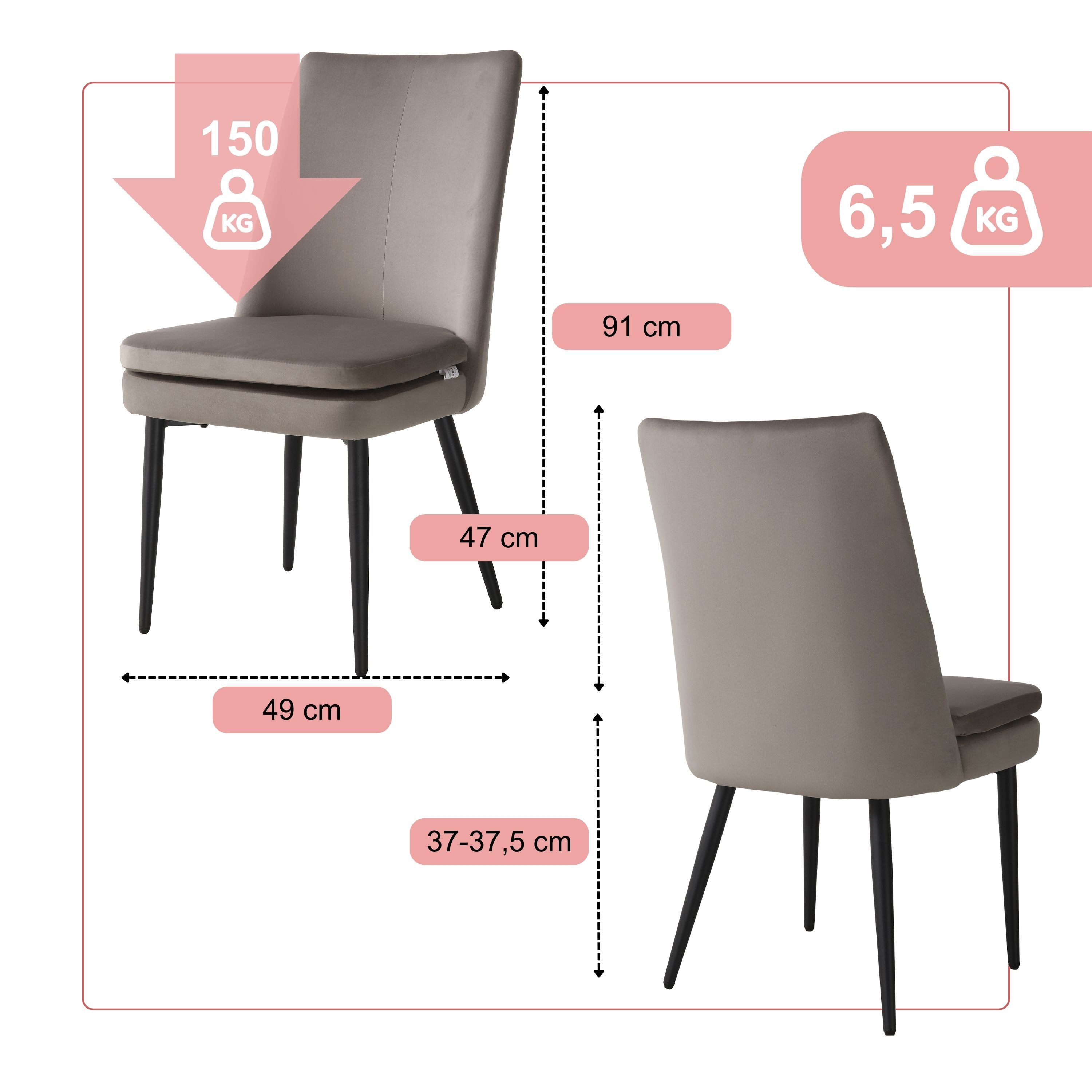 BHS LIVING Esszimmerstuhl -Küchen-&Wohnzimmerstuhl, Wartebereich LIVIA Polstersessel 60x47x89cm